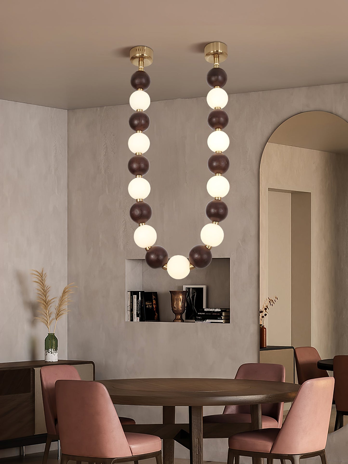 Walnut Bead Necklace Chandelier - YIOSI