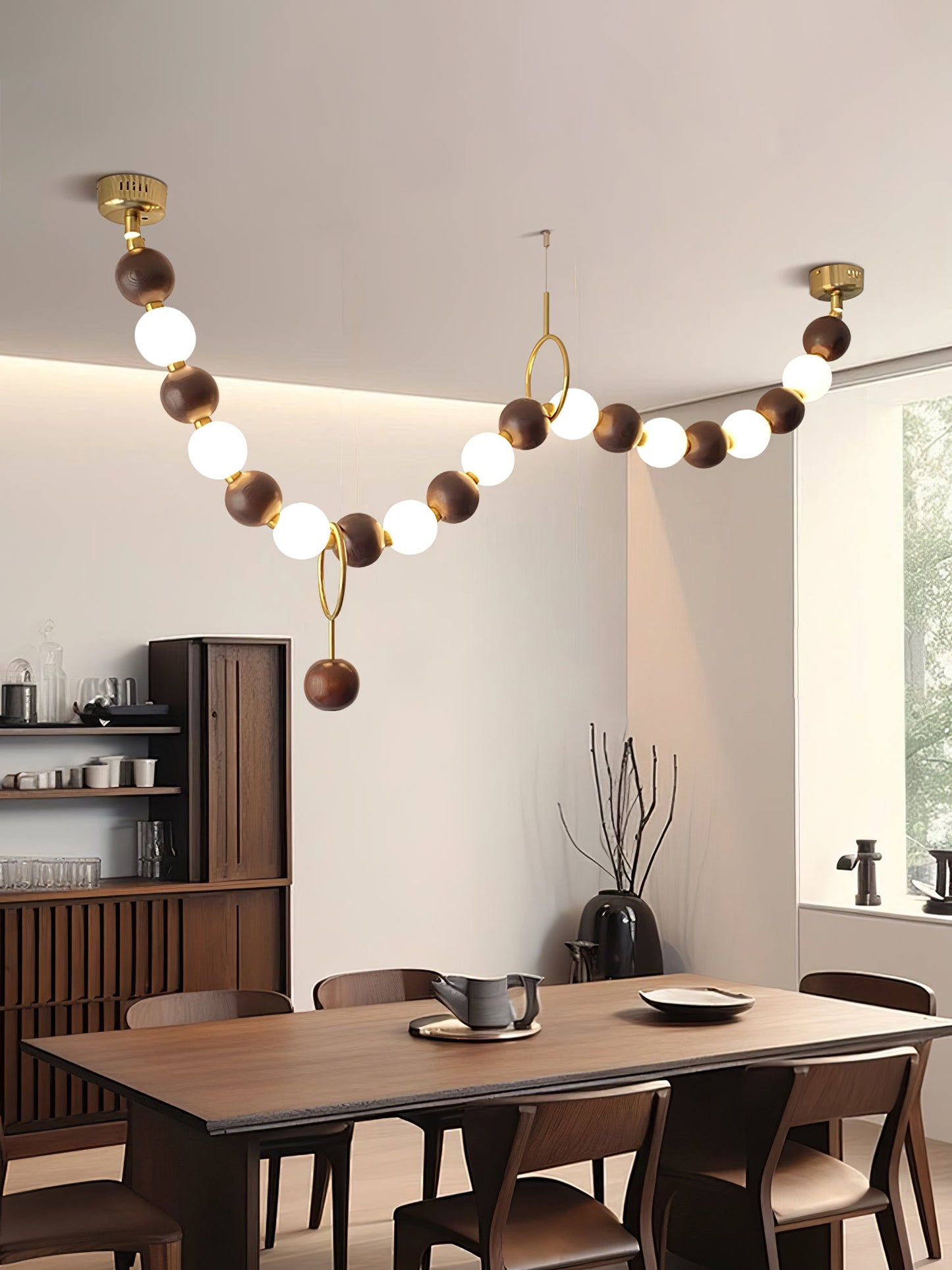 Walnut Bead Necklace Chandelier - YIOSI