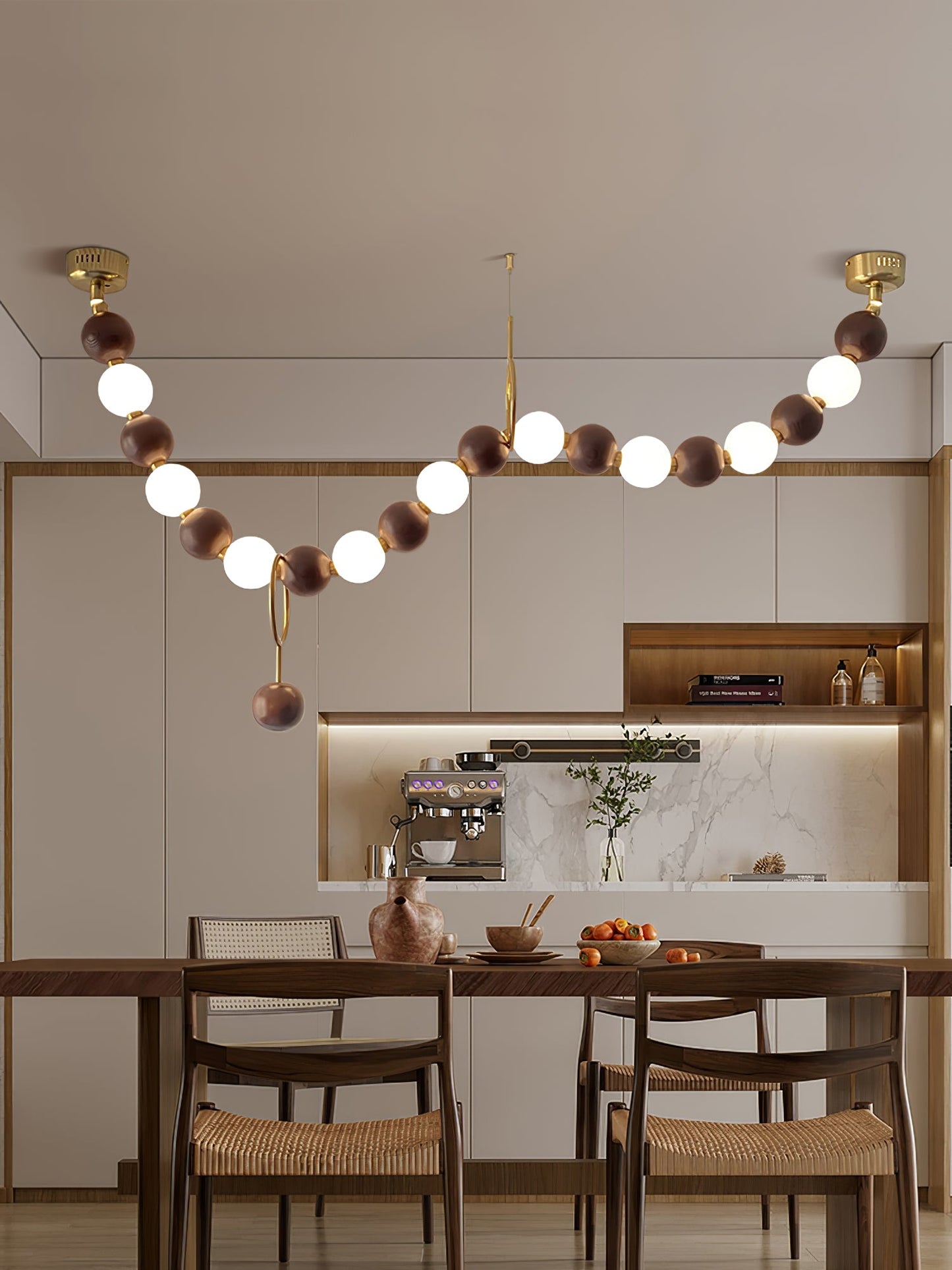 Walnut Bead Necklace Chandelier - YIOSI