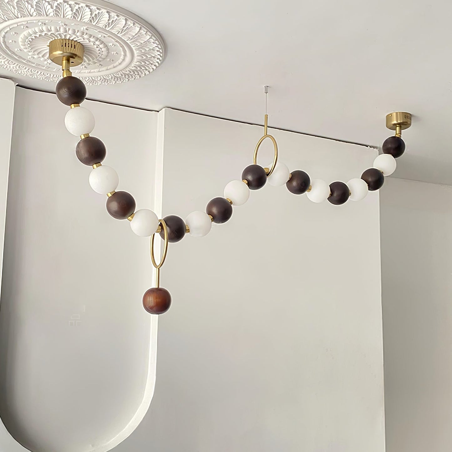 Walnut Bead Necklace Chandelier - YIOSI