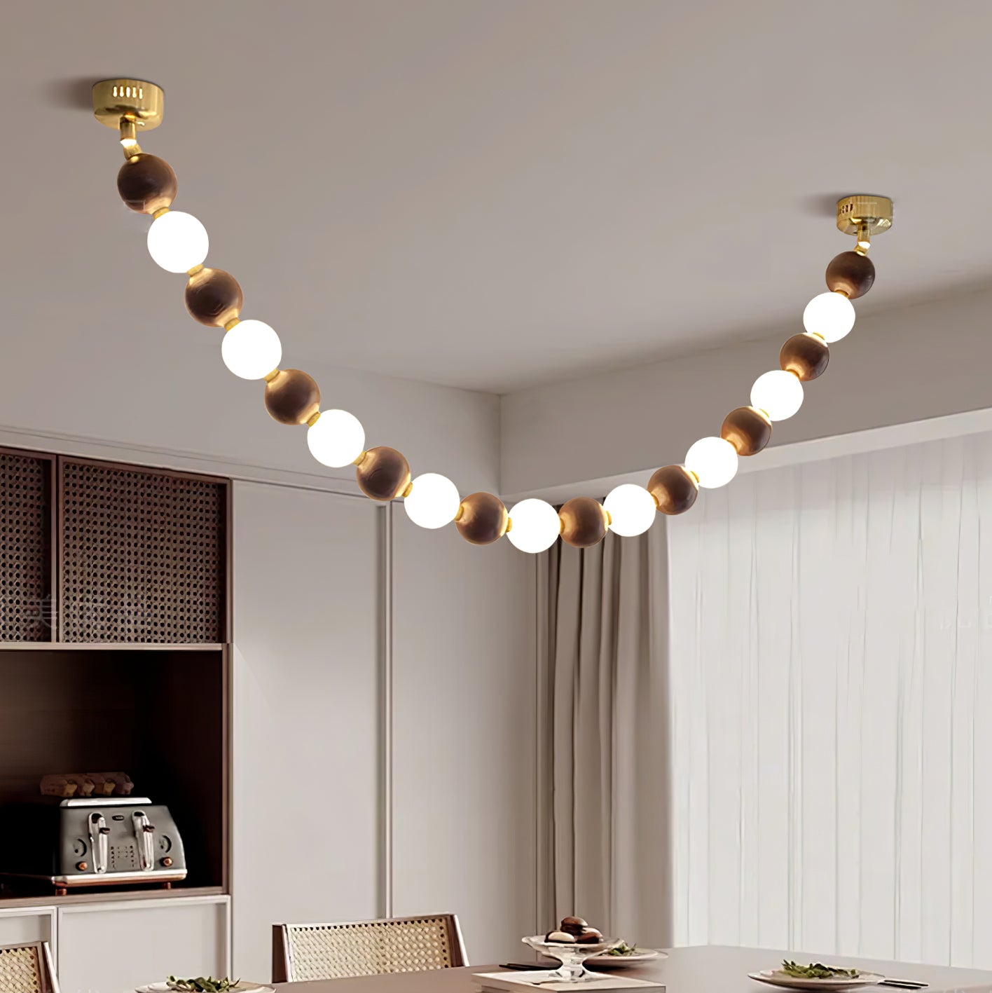 Walnut Bead Necklace Chandelier - YIOSI