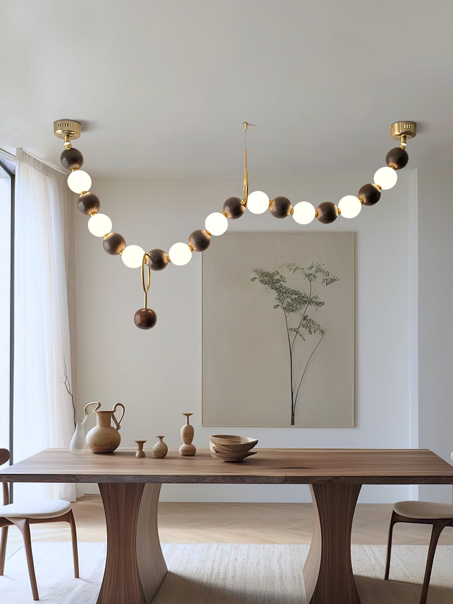 Walnut Bead Necklace Chandelier - YIOSI