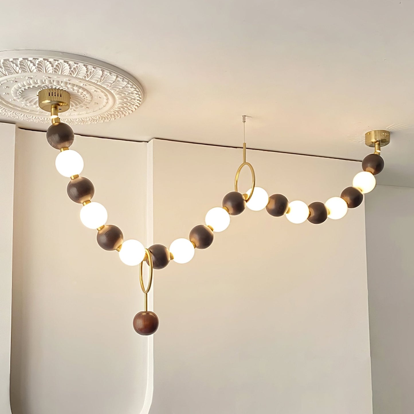 Walnut Bead Necklace Chandelier - YIOSI