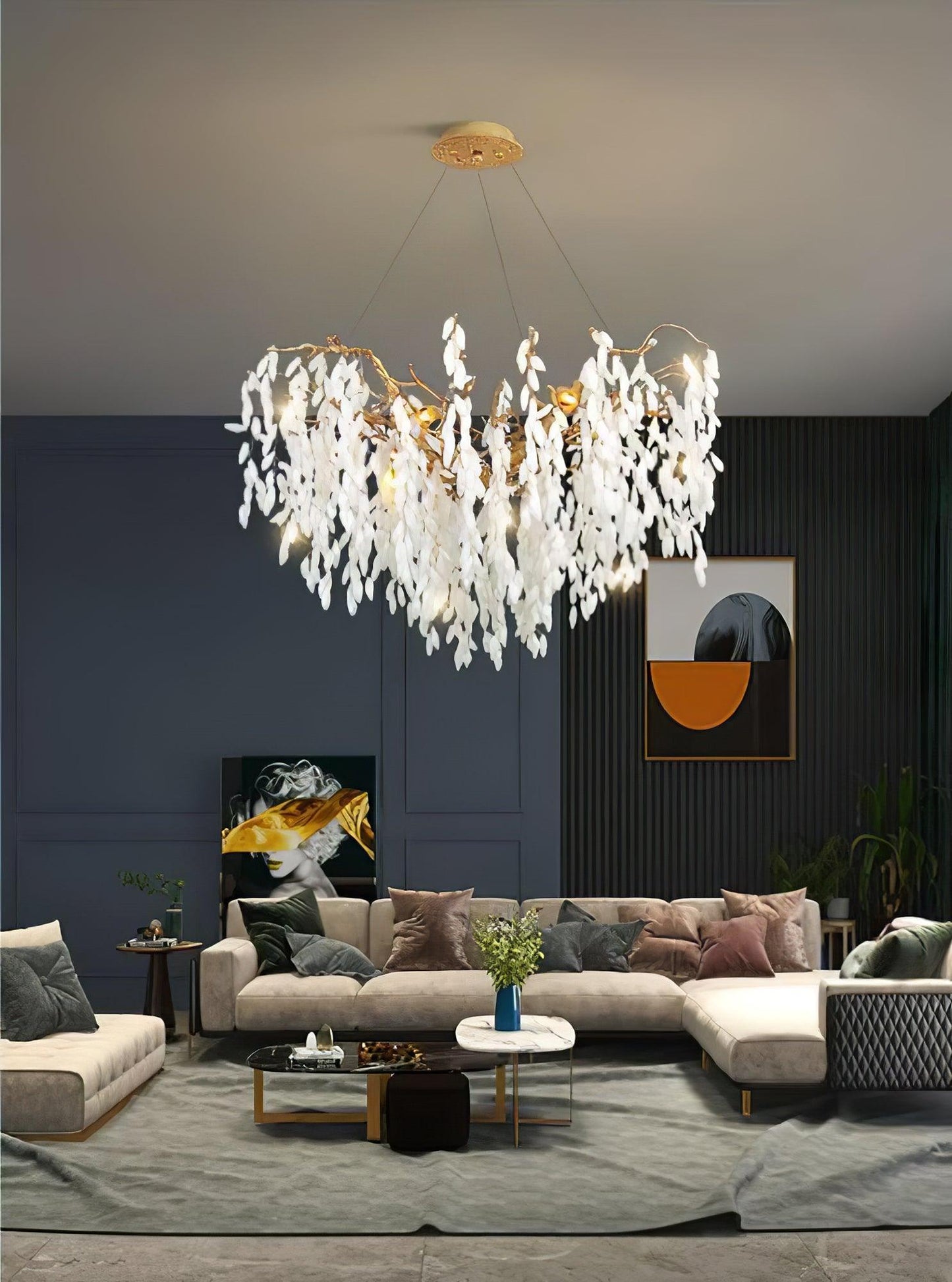 White Jade Branch Brass Chandelier - YIOSI