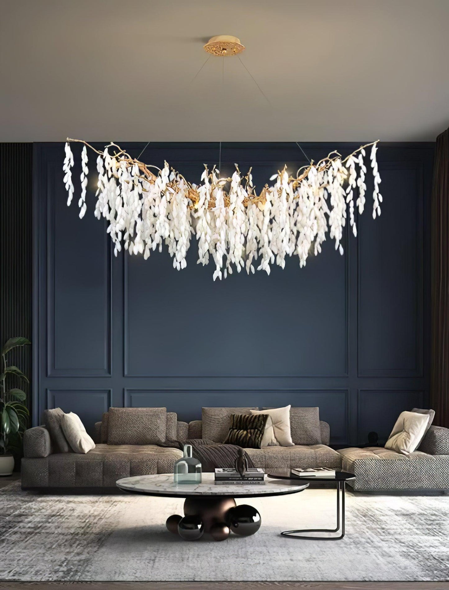White Jade Branch Brass Chandelier - YIOSI