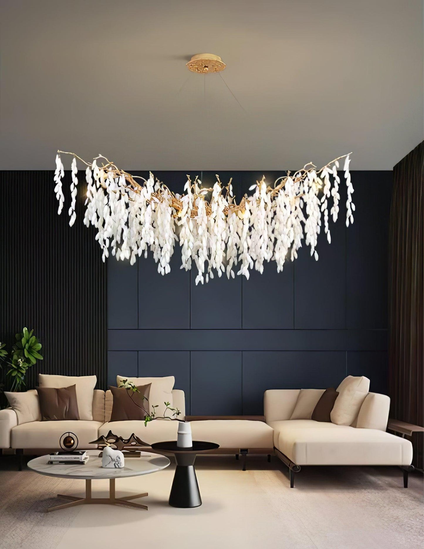 White Jade Branch Brass Chandelier - YIOSI
