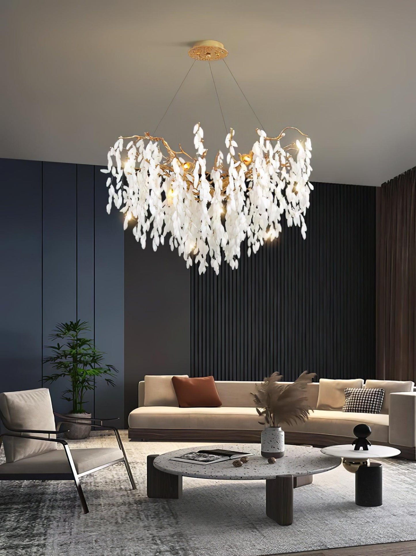 White Jade Branch Brass Chandelier - YIOSI