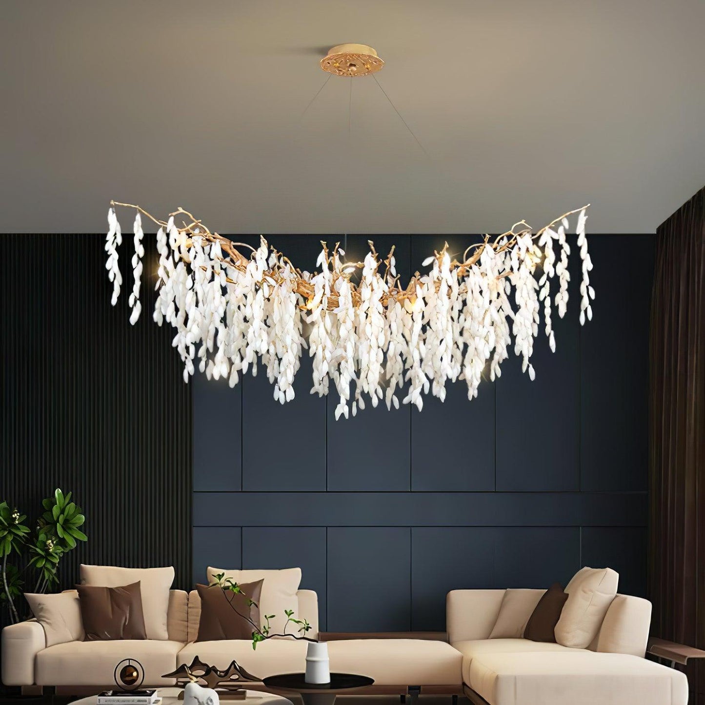 White Jade Branch Brass Chandelier - YIOSI