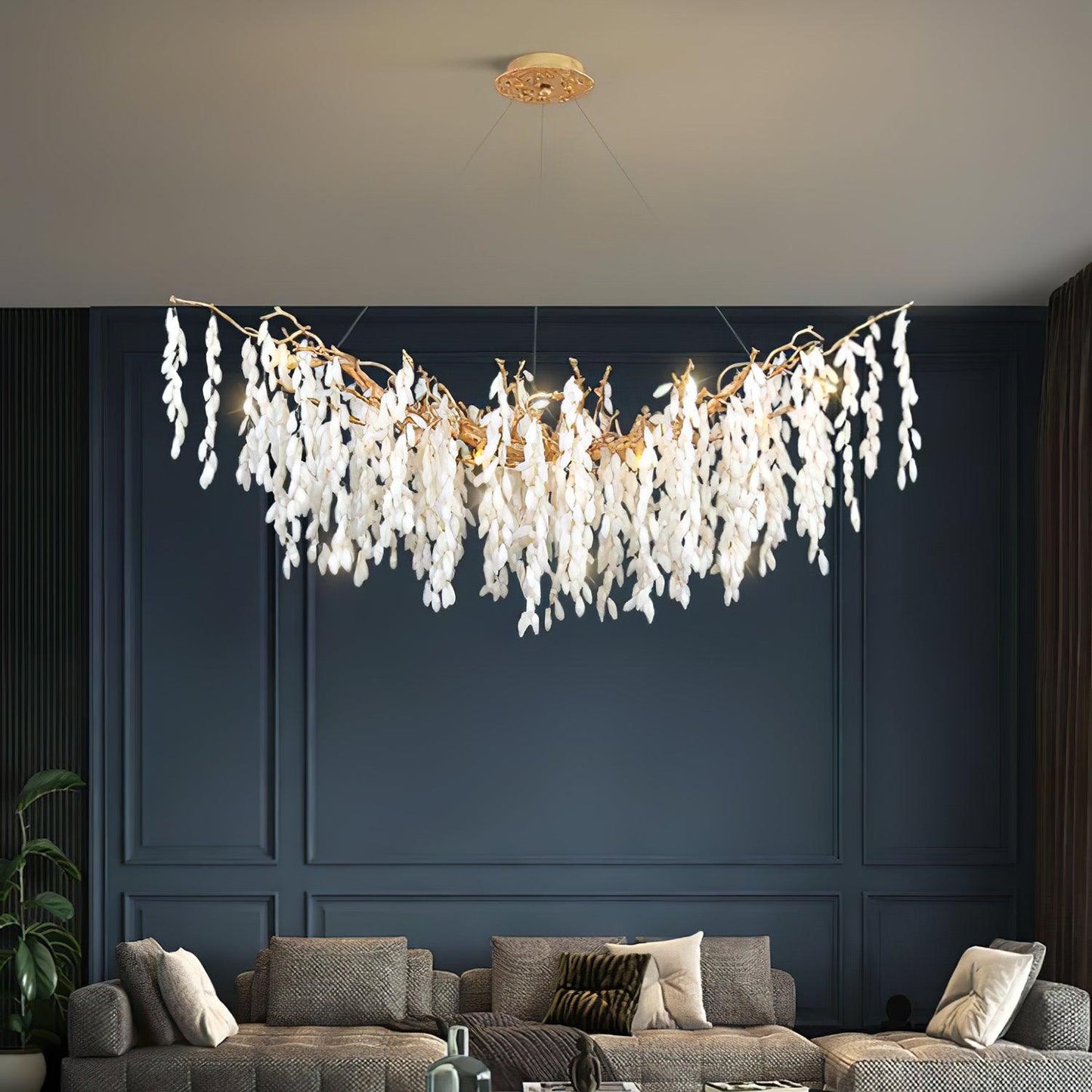 White Jade Branch Brass Chandelier - YIOSI