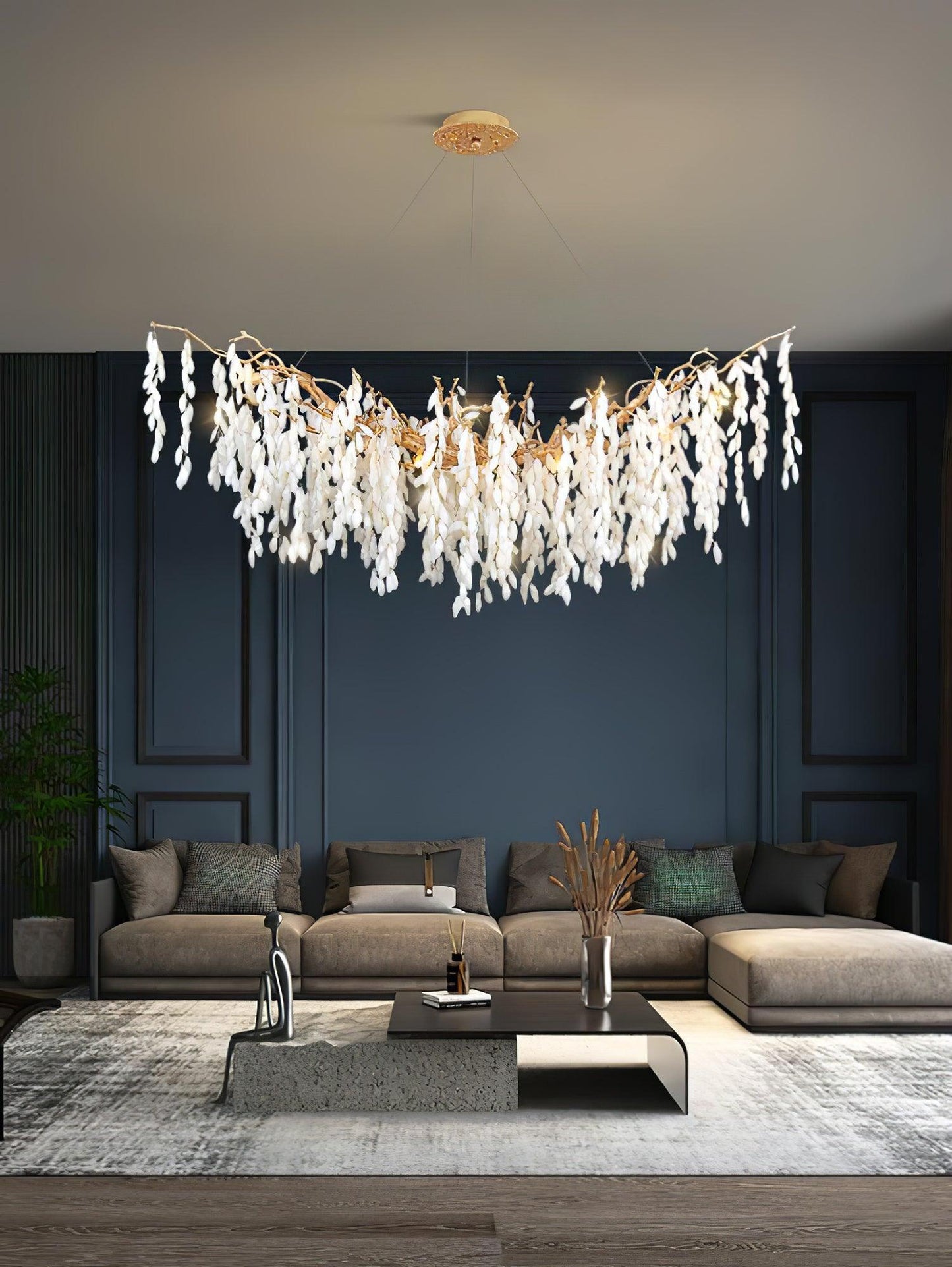 White Jade Branch Brass Chandelier - YIOSI