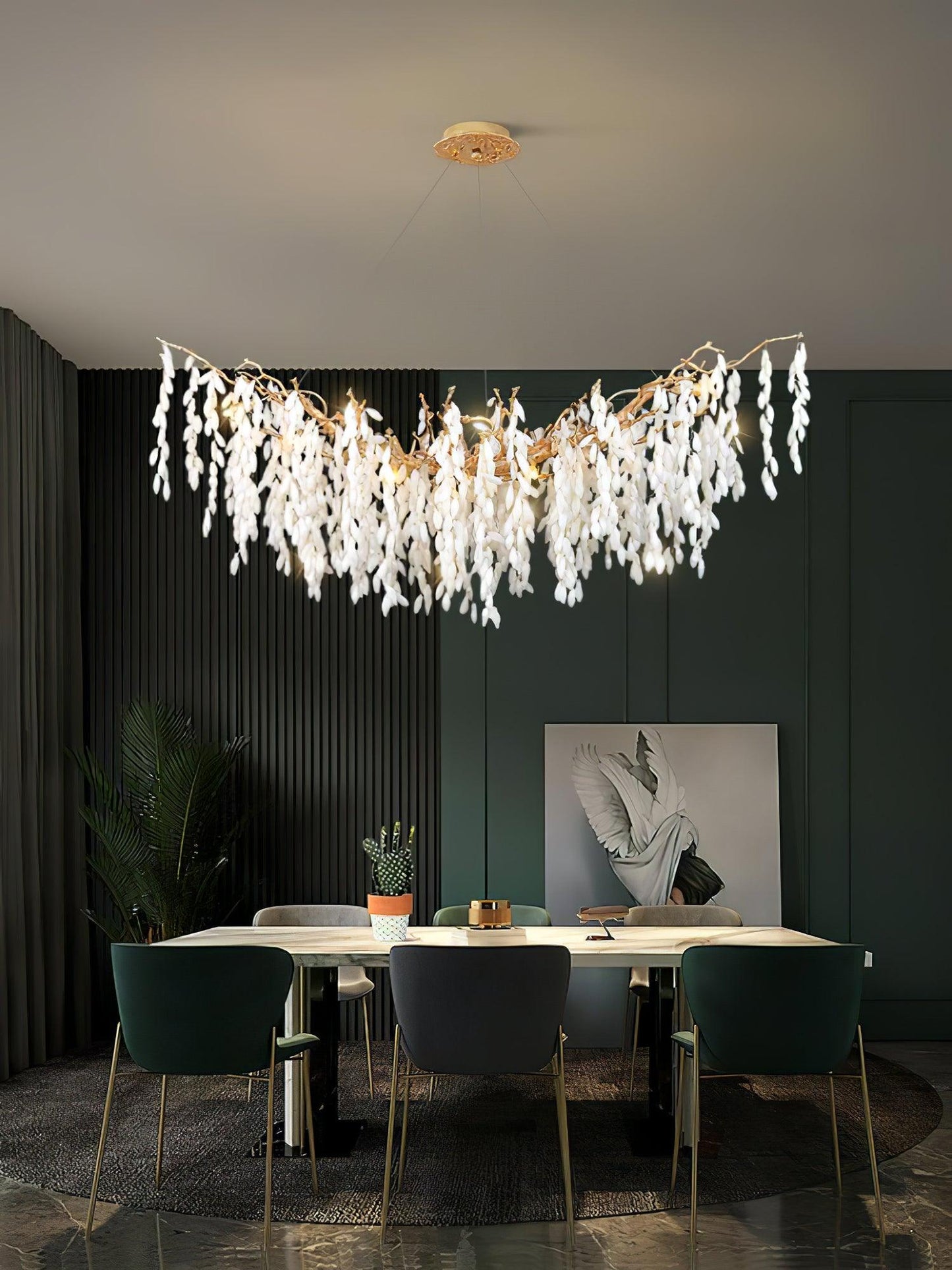 White Jade Branch Brass Chandelier - YIOSI