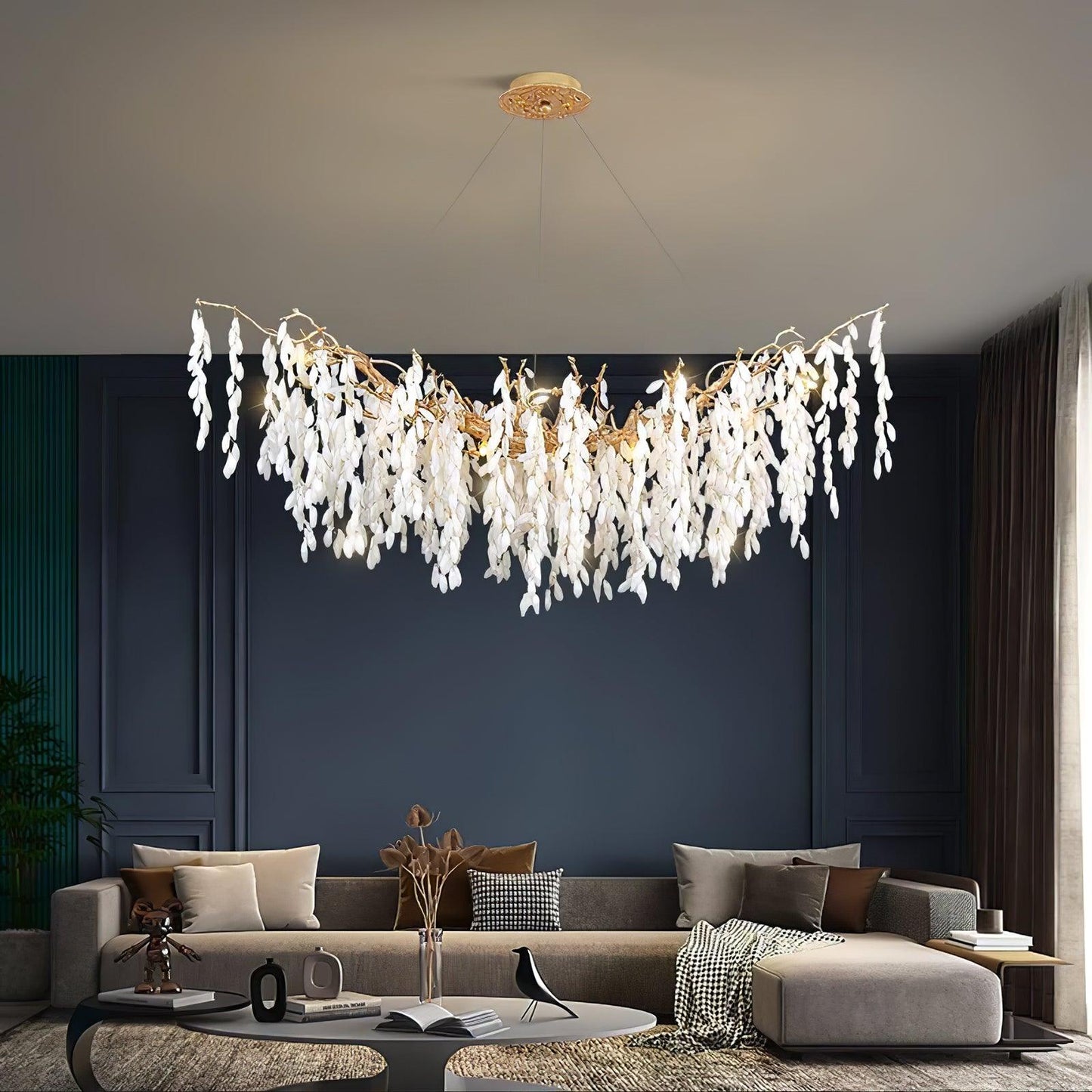 White Jade Branch Brass Chandelier - YIOSI