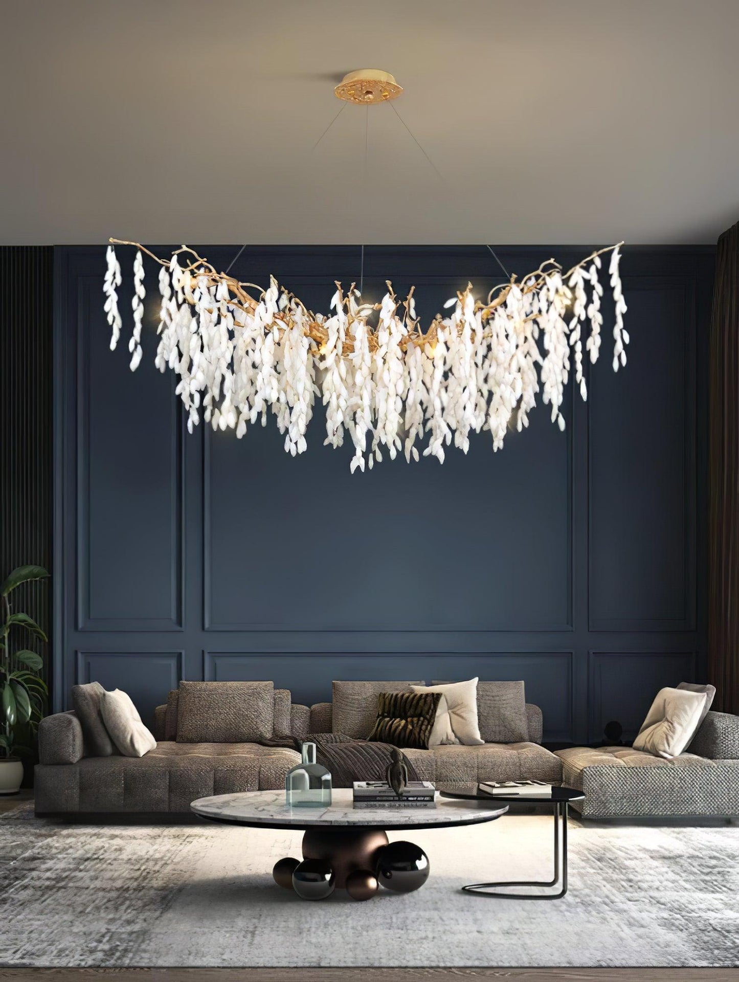 White Jade Branch Brass Chandelier - YIOSI