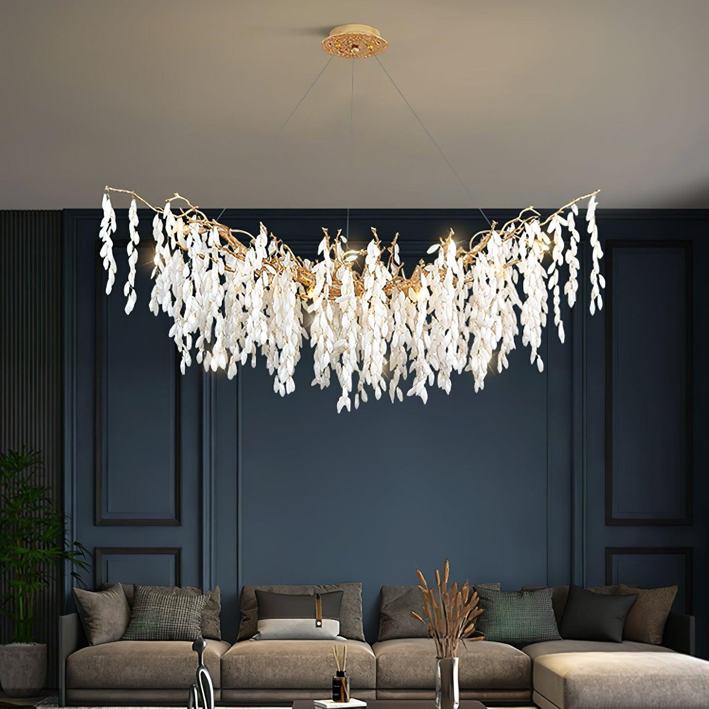 White Jade Branch Brass Chandelier - YIOSI