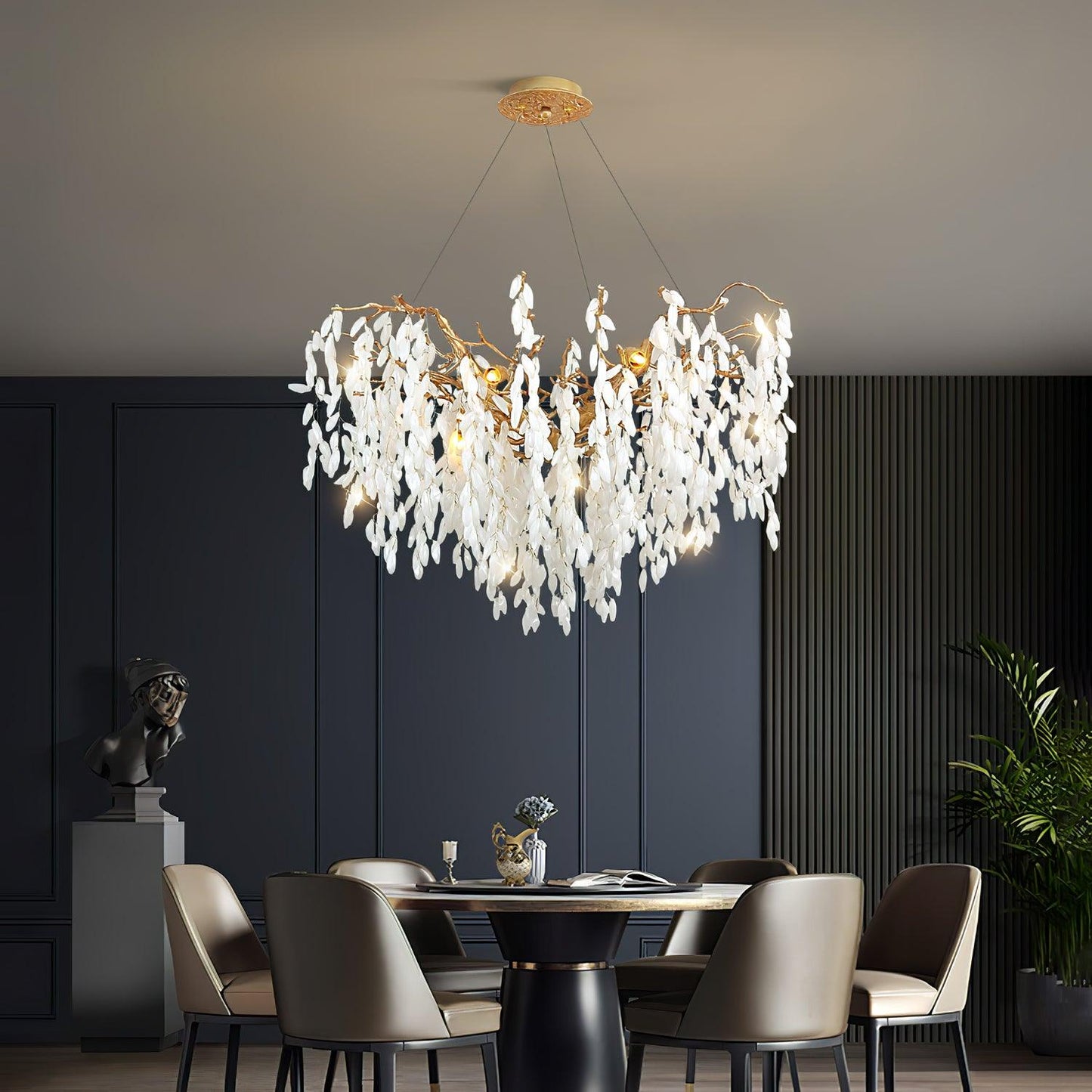 White Jade Branch Brass Chandelier - YIOSI