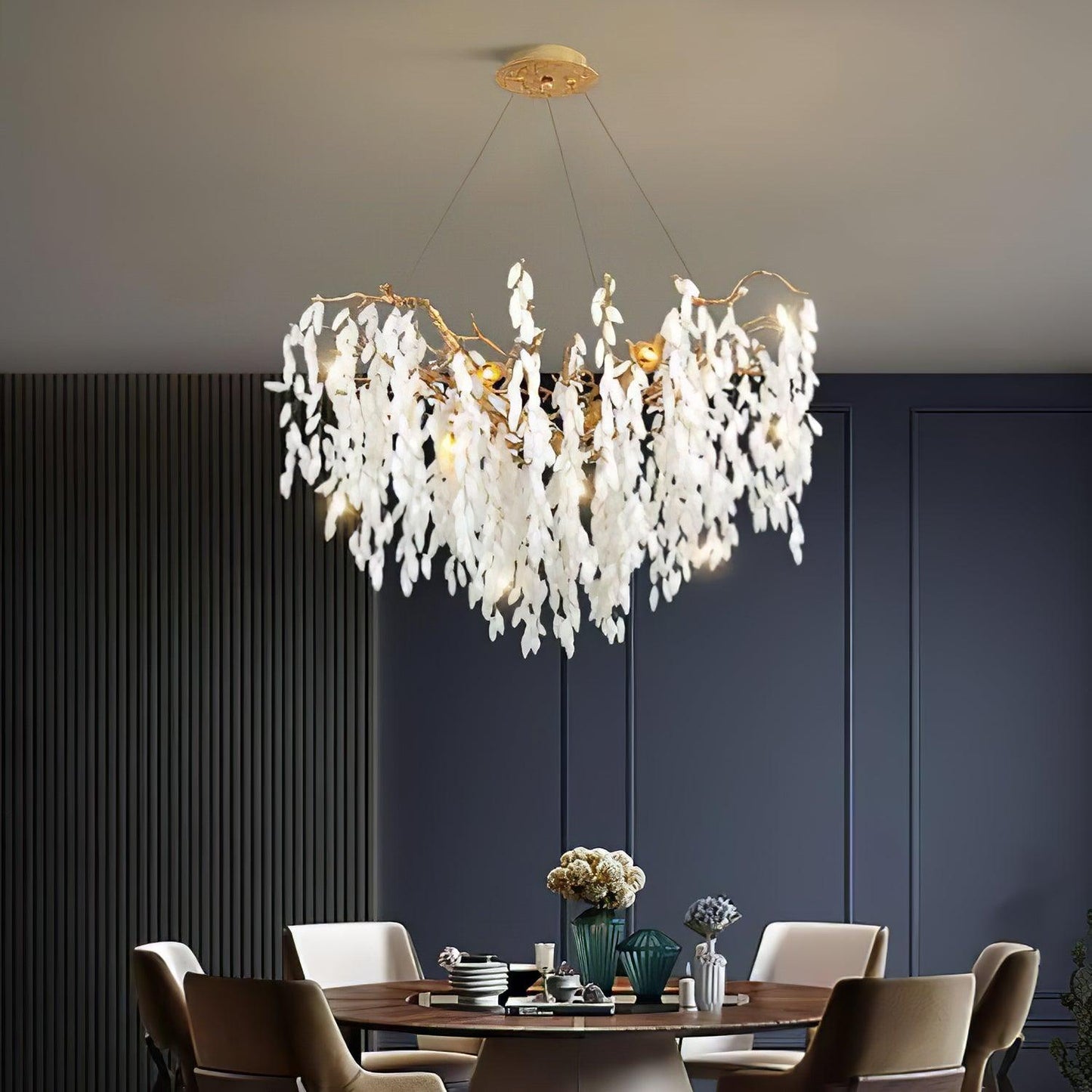 White Jade Branch Brass Chandelier - YIOSI