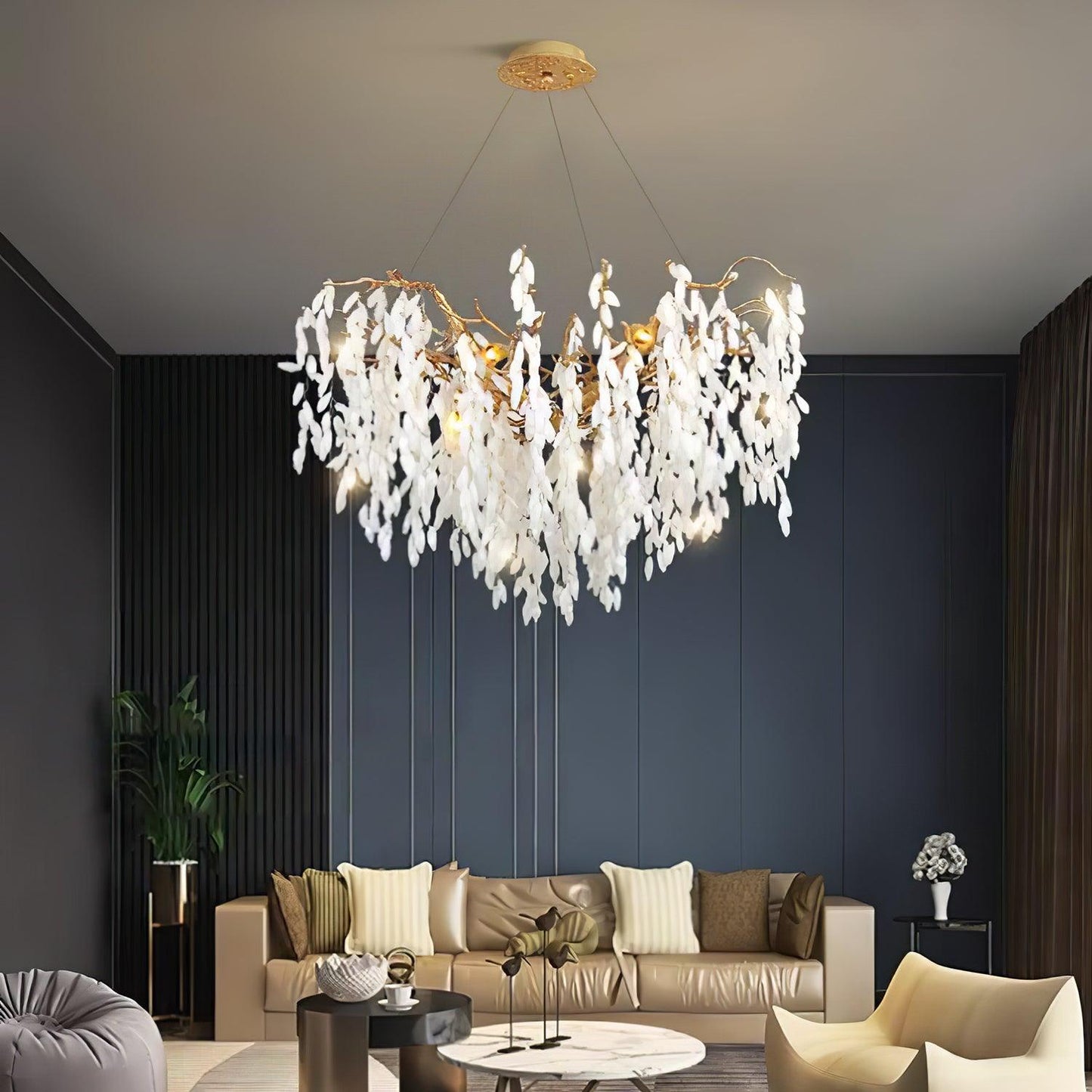 White Jade Branch Brass Chandelier - YIOSI