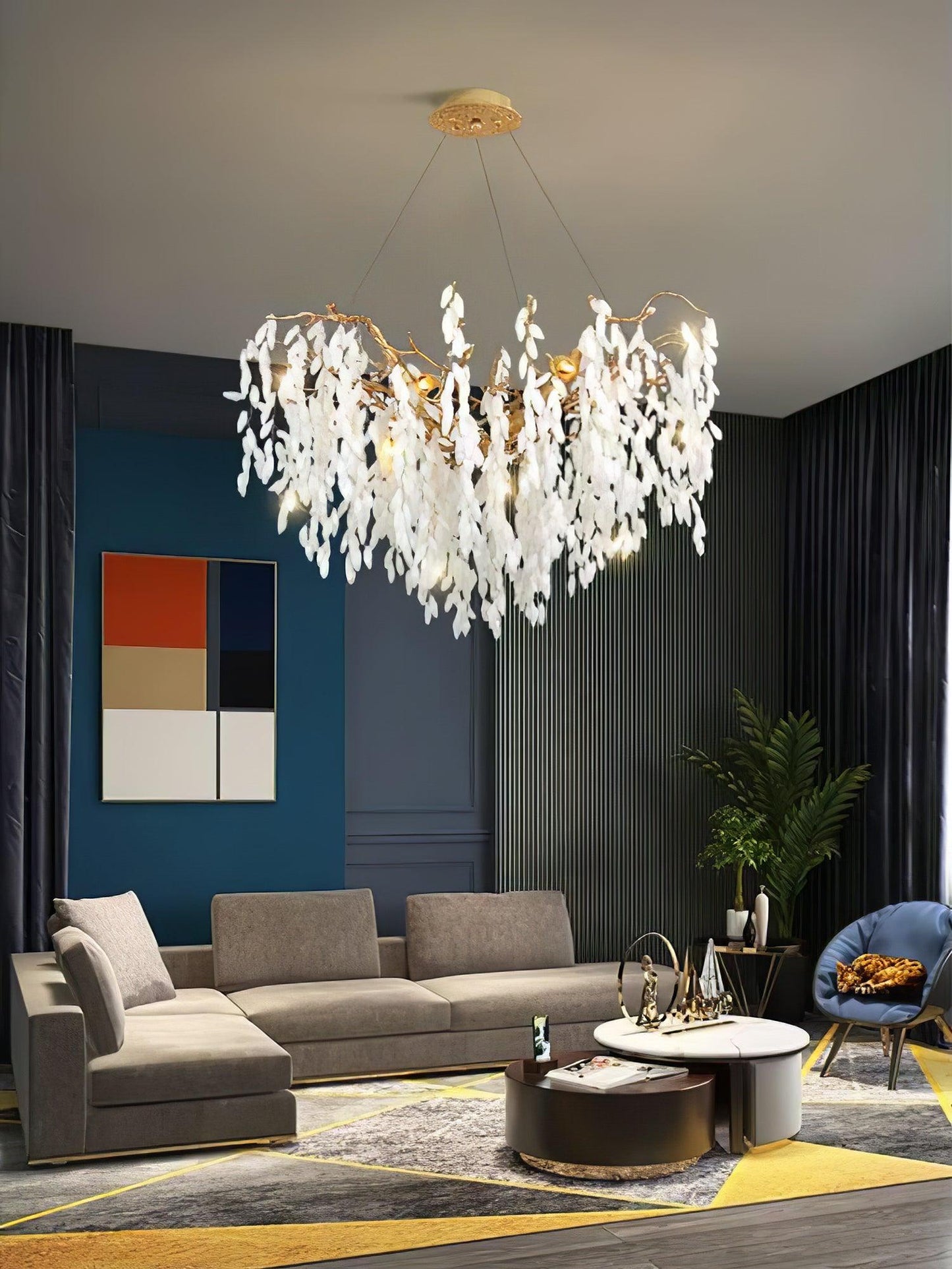 White Jade Branch Brass Chandelier - YIOSI