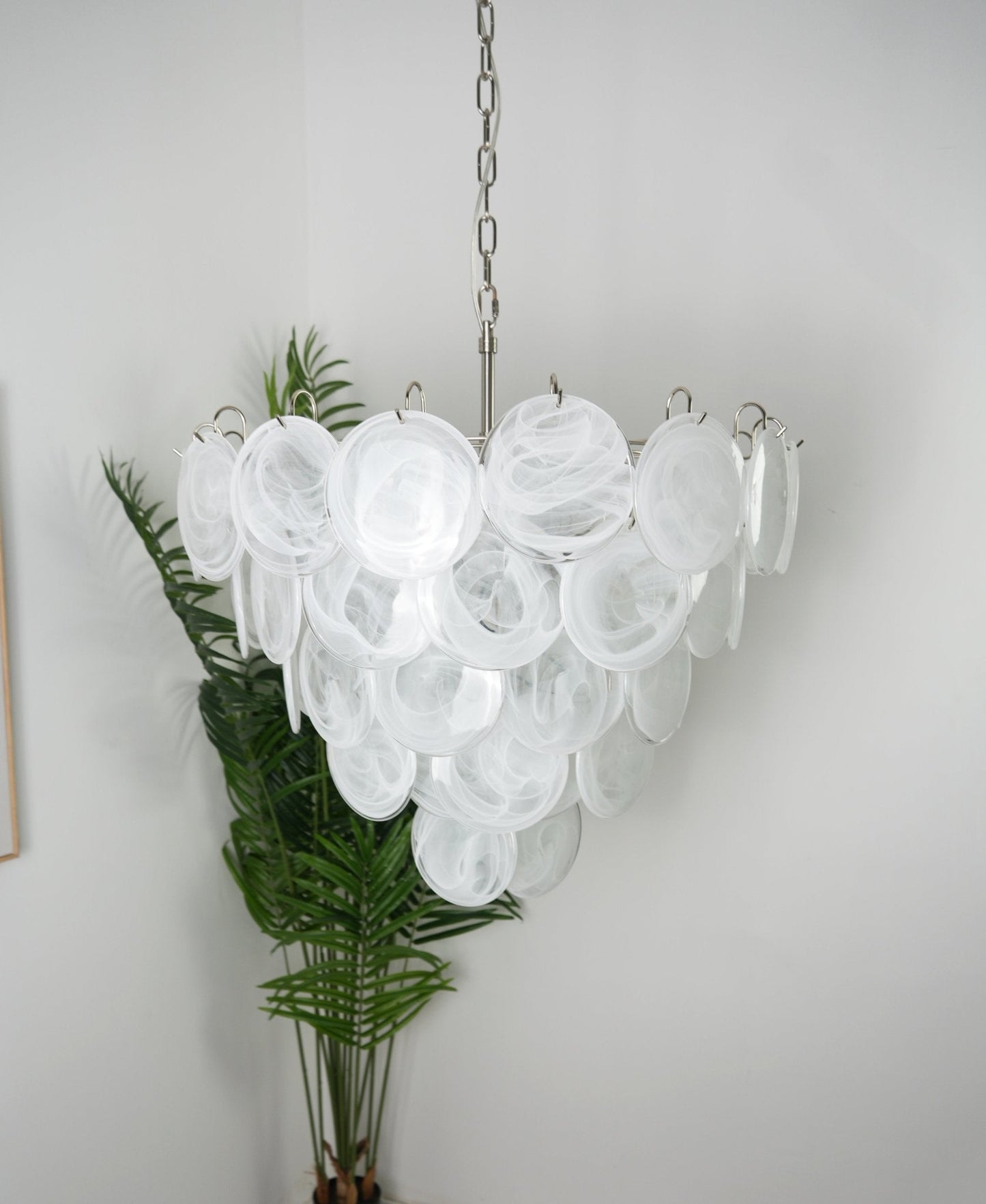 White Murano Disc Chandelier - YIOSI