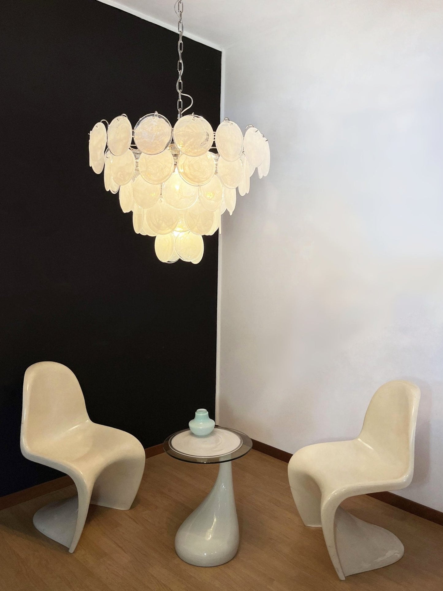 White Murano Disc Chandelier - YIOSI