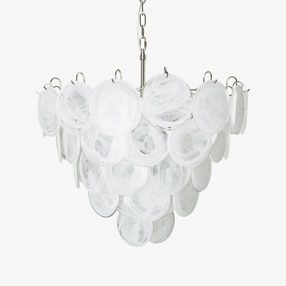 White Murano Disc Chandelier - YIOSI