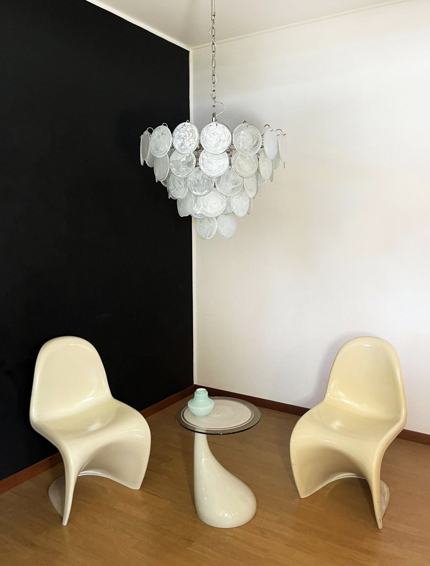 White Murano Disc Chandelier - YIOSI