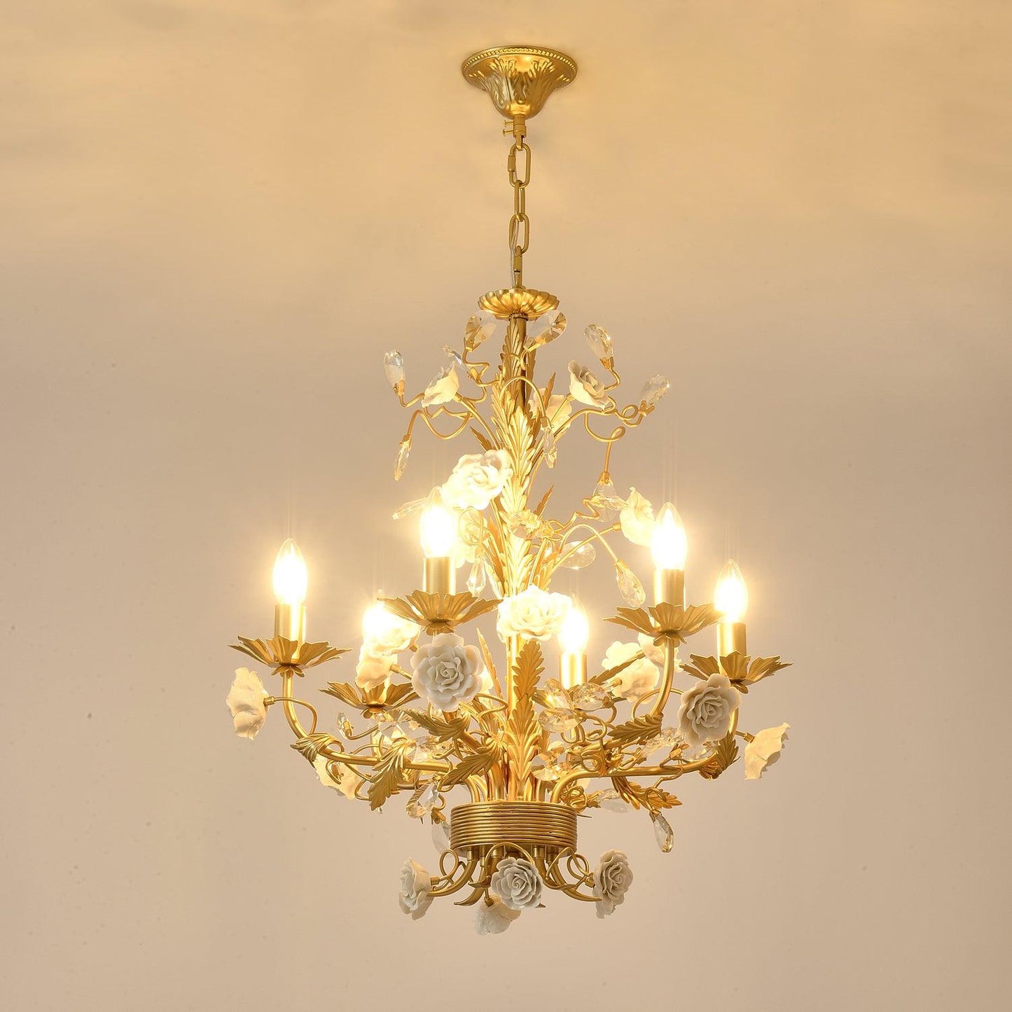 White Rose Crystal Chandelier - YIOSI