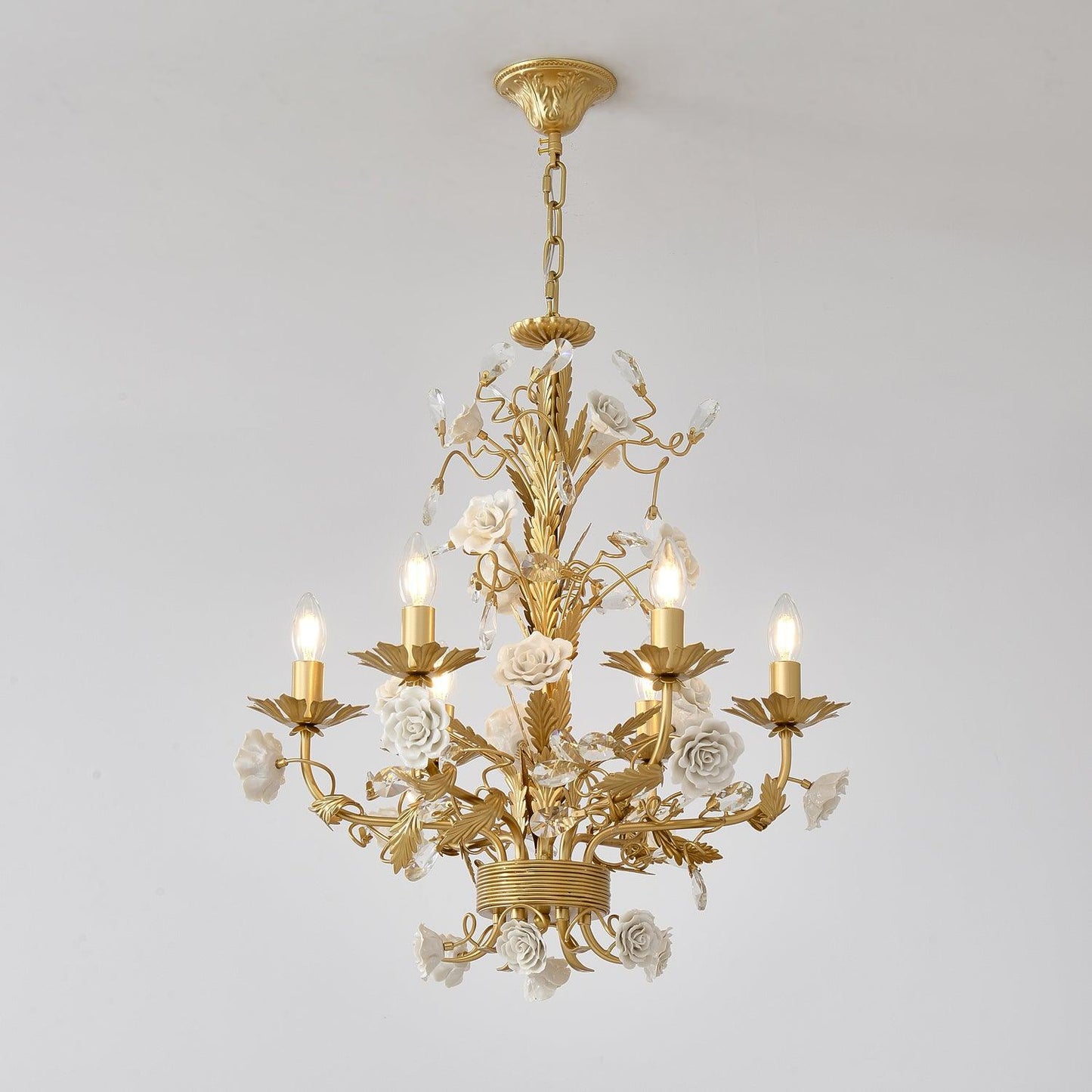 White Rose Crystal Chandelier - YIOSI