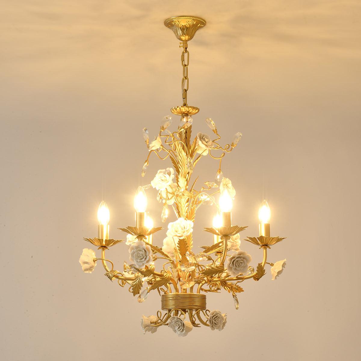 White Rose Crystal Chandelier - YIOSI