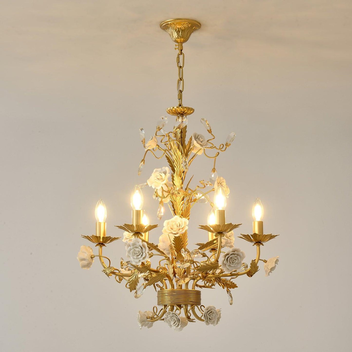 White Rose Crystal Chandelier - YIOSI