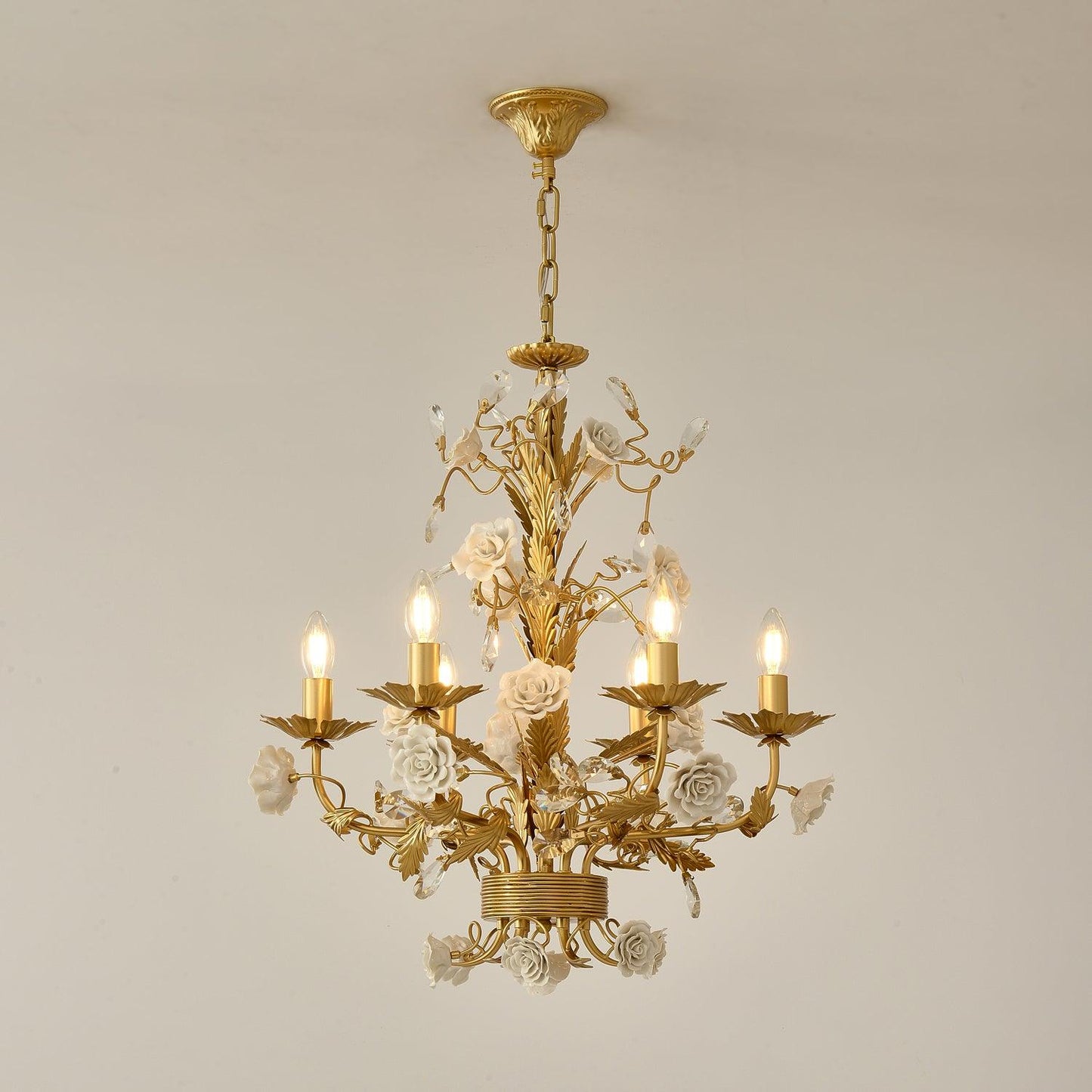 White Rose Crystal Chandelier - YIOSI