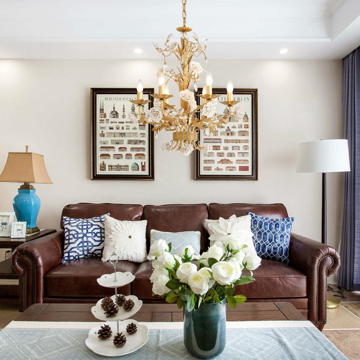 White Rose Crystal Chandelier - YIOSI