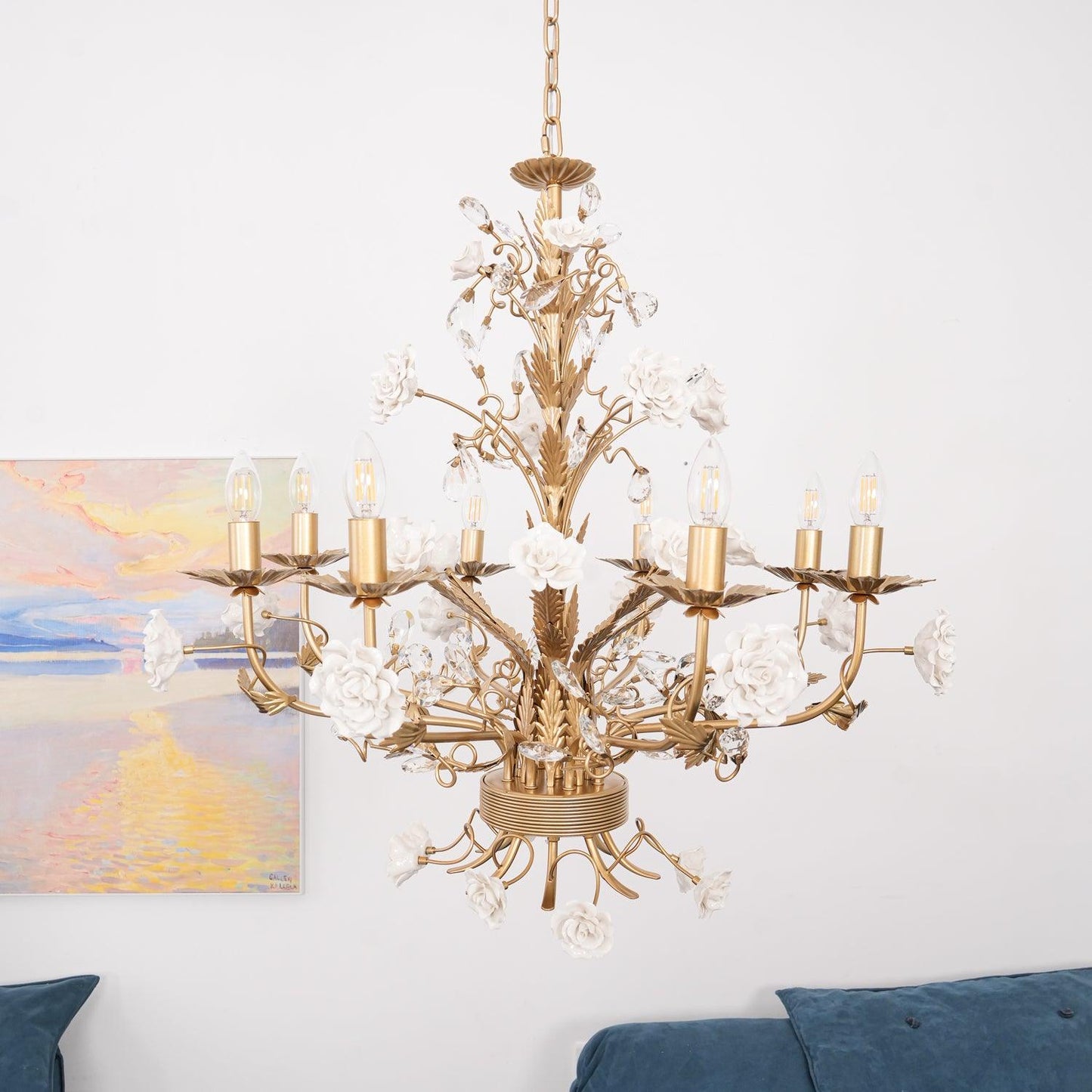 White Rose Crystal Chandelier - YIOSI