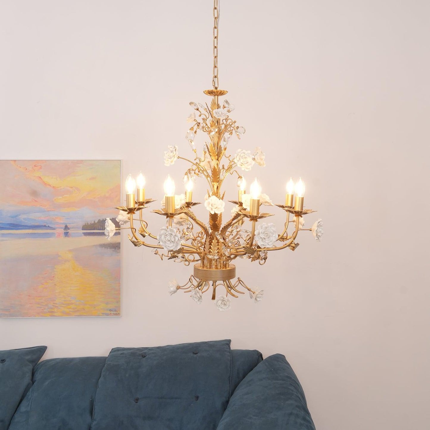 White Rose Crystal Chandelier - YIOSI