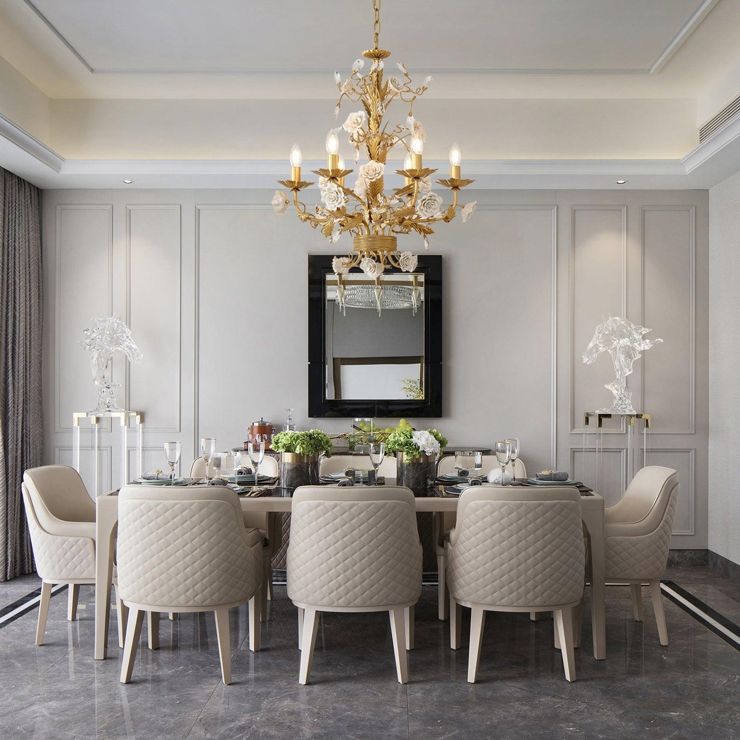 White Rose Crystal Chandelier - YIOSI