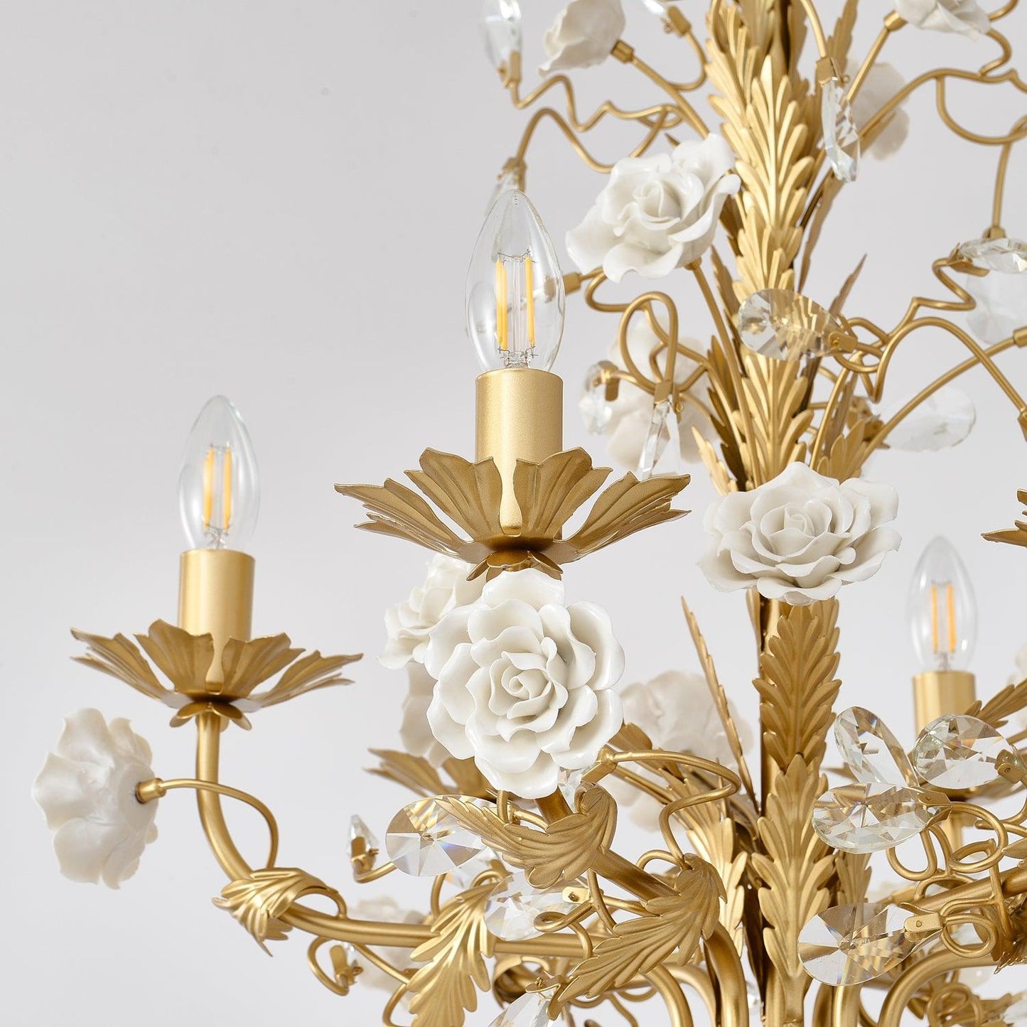 White Rose Crystal Chandelier - YIOSI