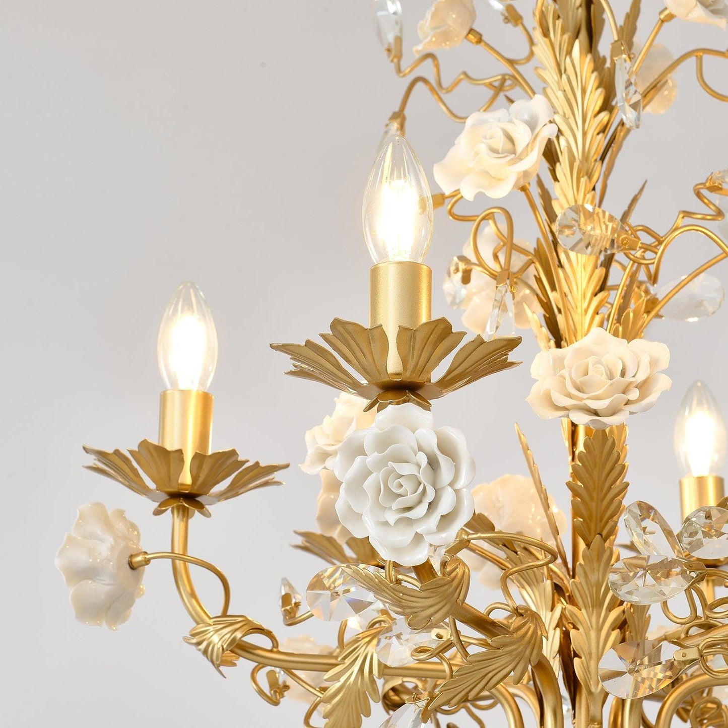 White Rose Crystal Chandelier - YIOSI