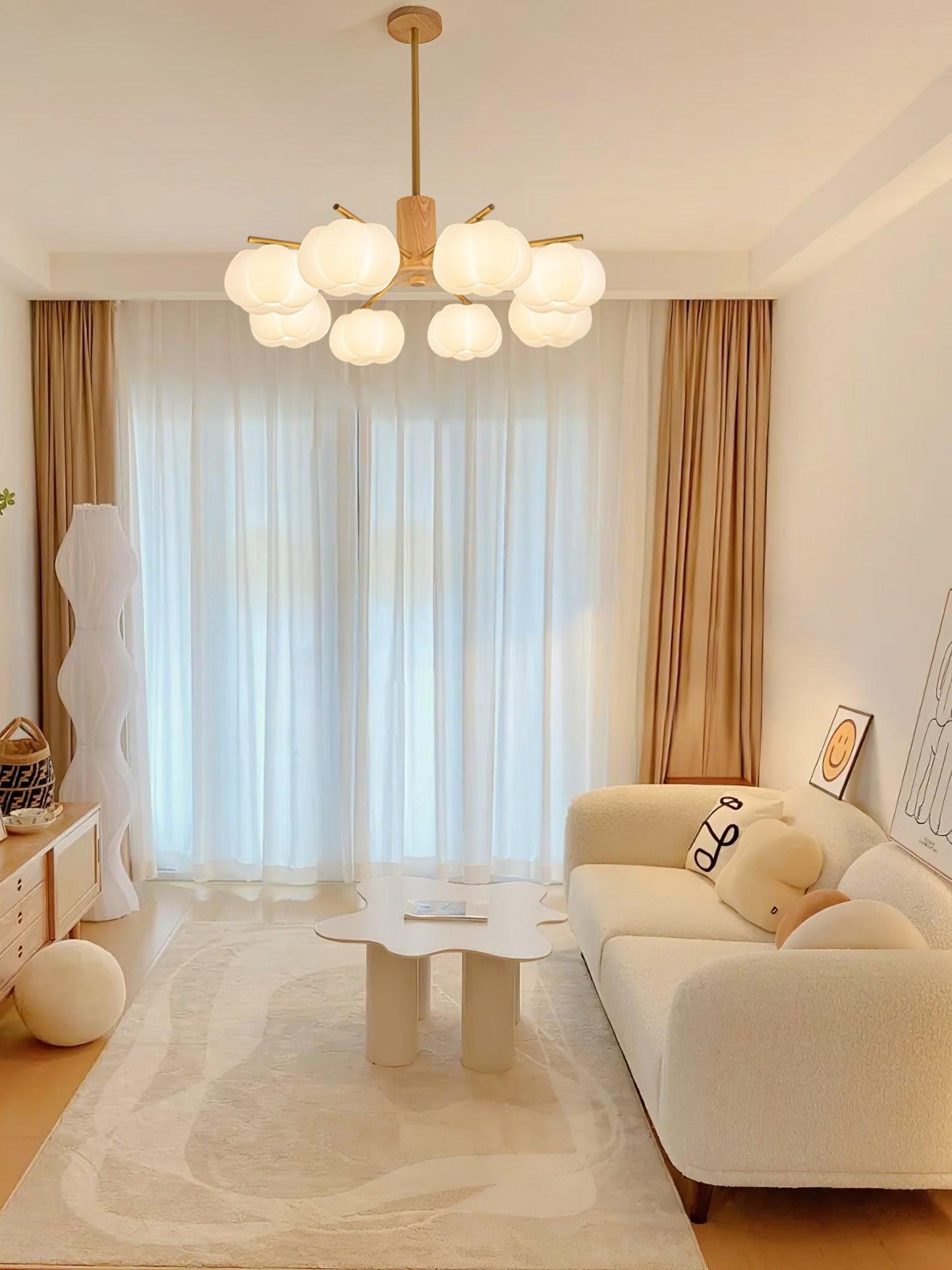 Wooden Cotton Balls Chandelier - YIOSI