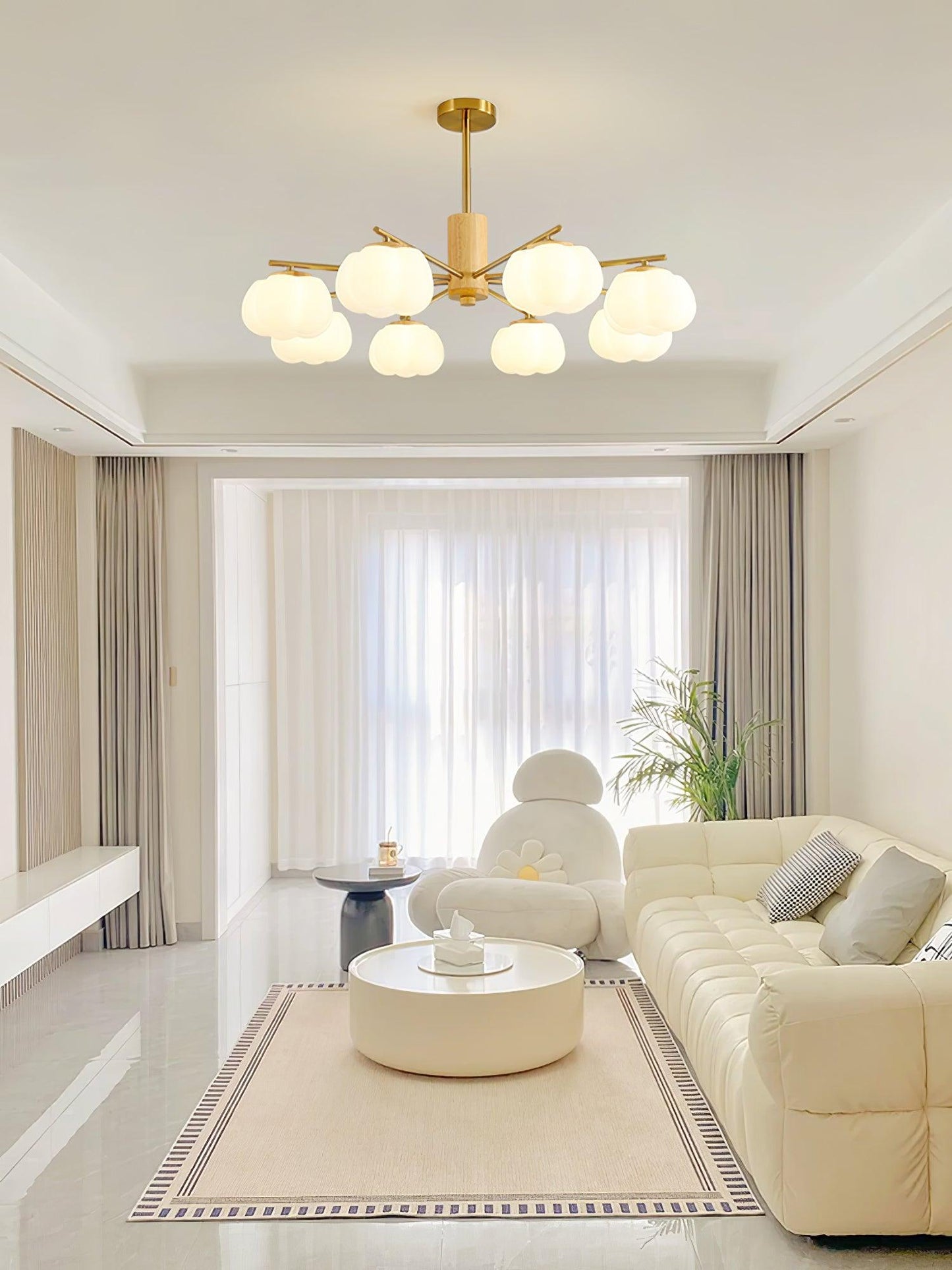 Wooden Cotton Balls Chandelier - YIOSI