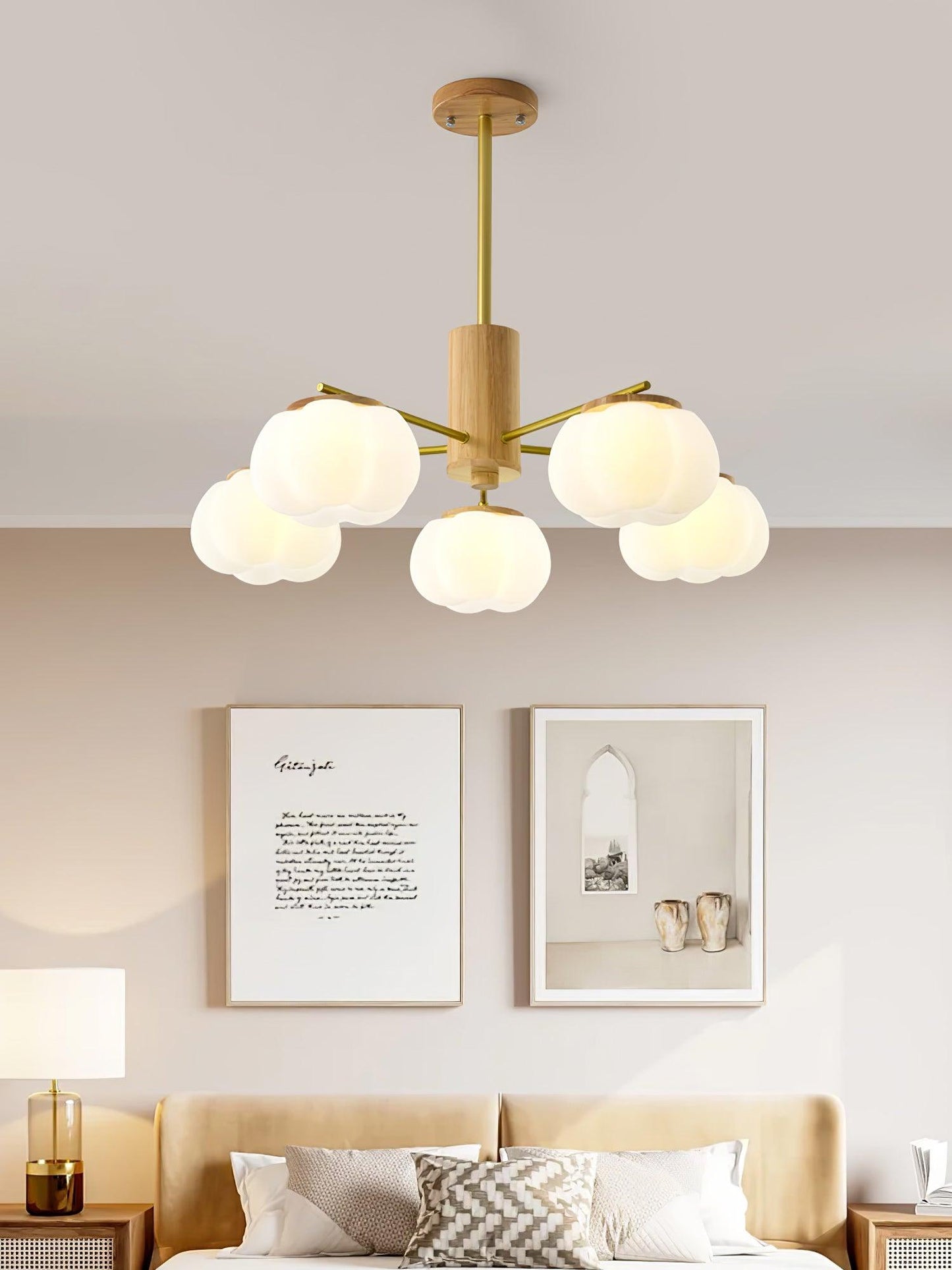 Wooden Cotton Balls Chandelier - YIOSI