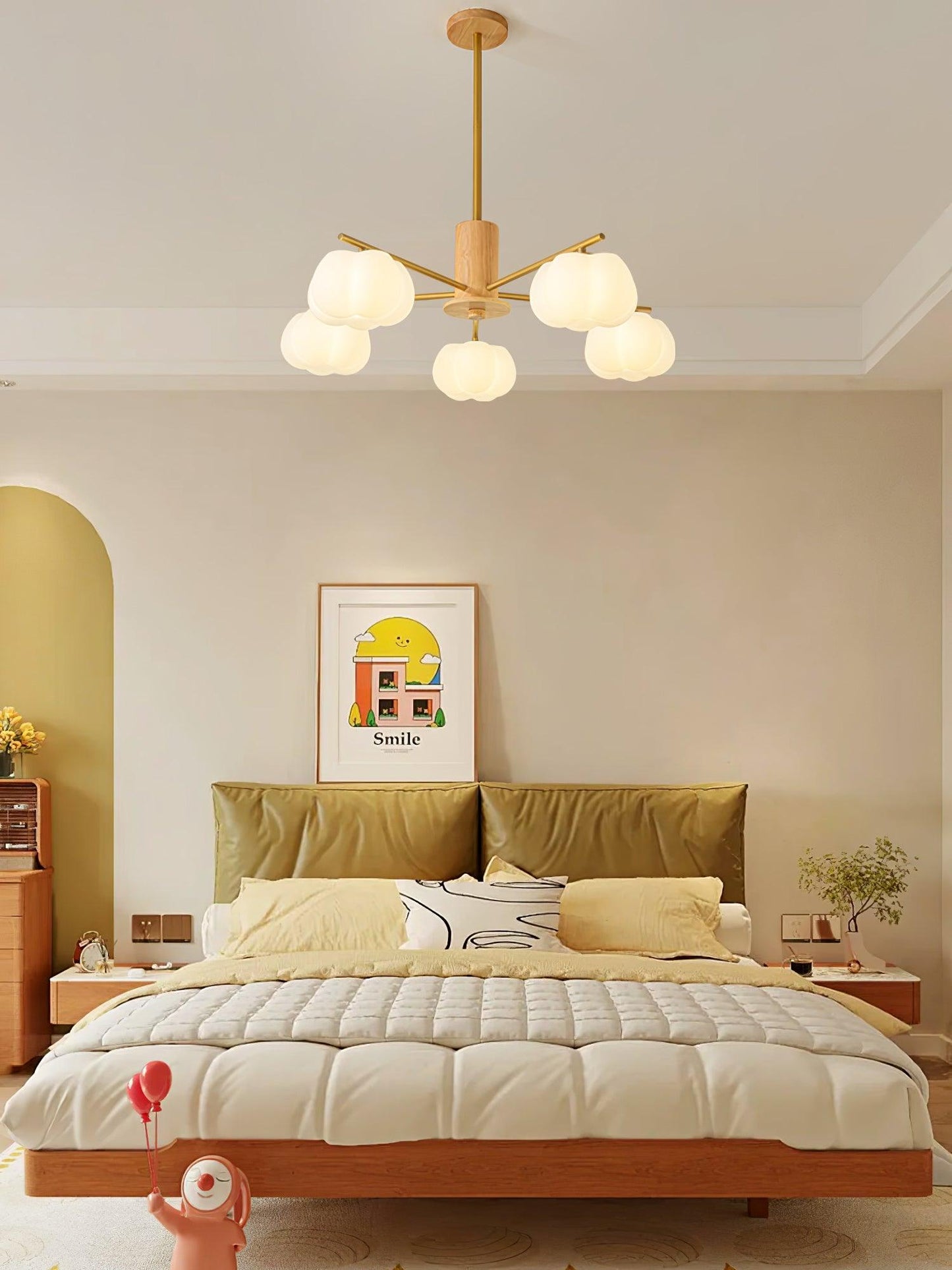 Wooden Cotton Balls Chandelier - YIOSI