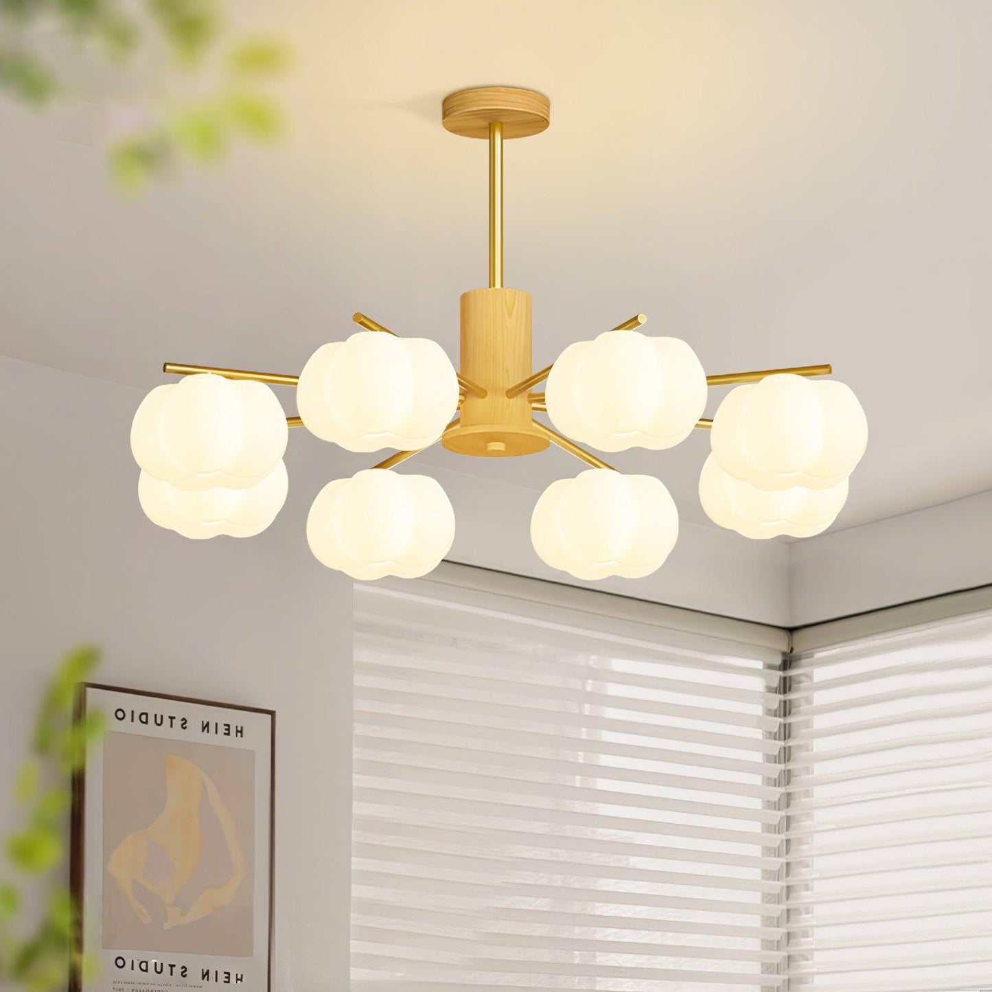 Wooden Cotton Balls Chandelier - YIOSI