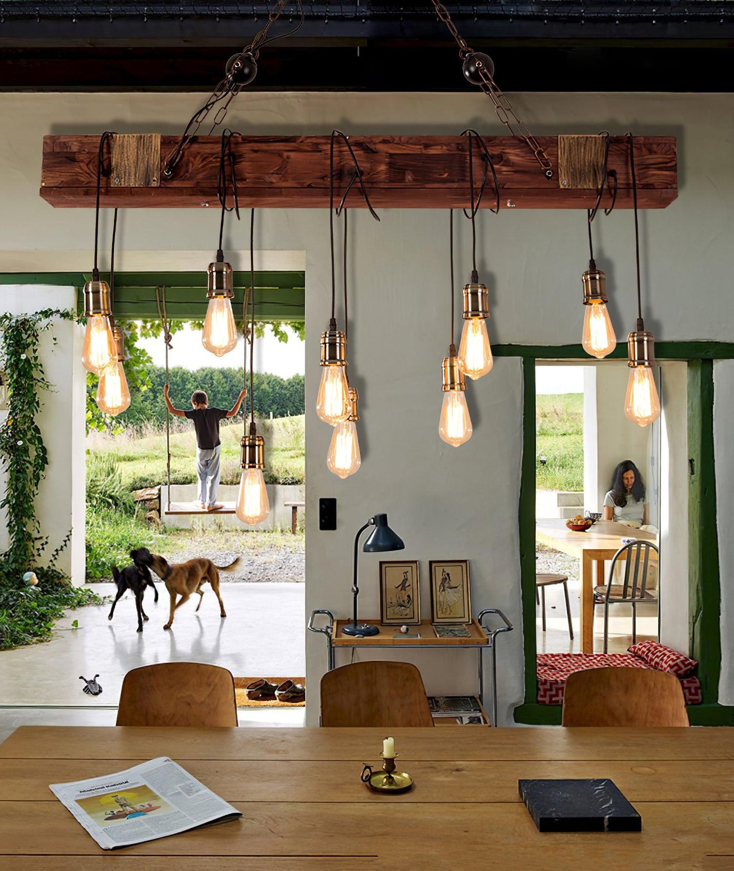 Wood Hanging Multi Chandelier - YIOSI
