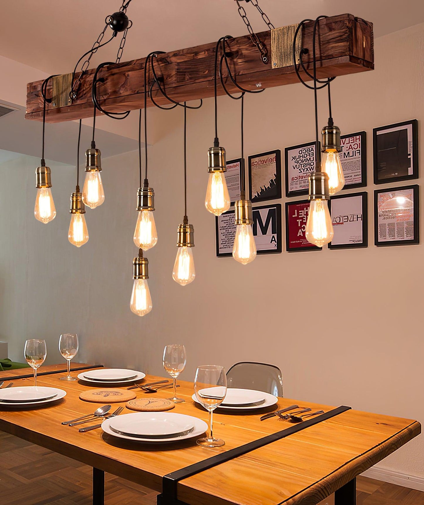 Wood Hanging Multi Chandelier - YIOSI