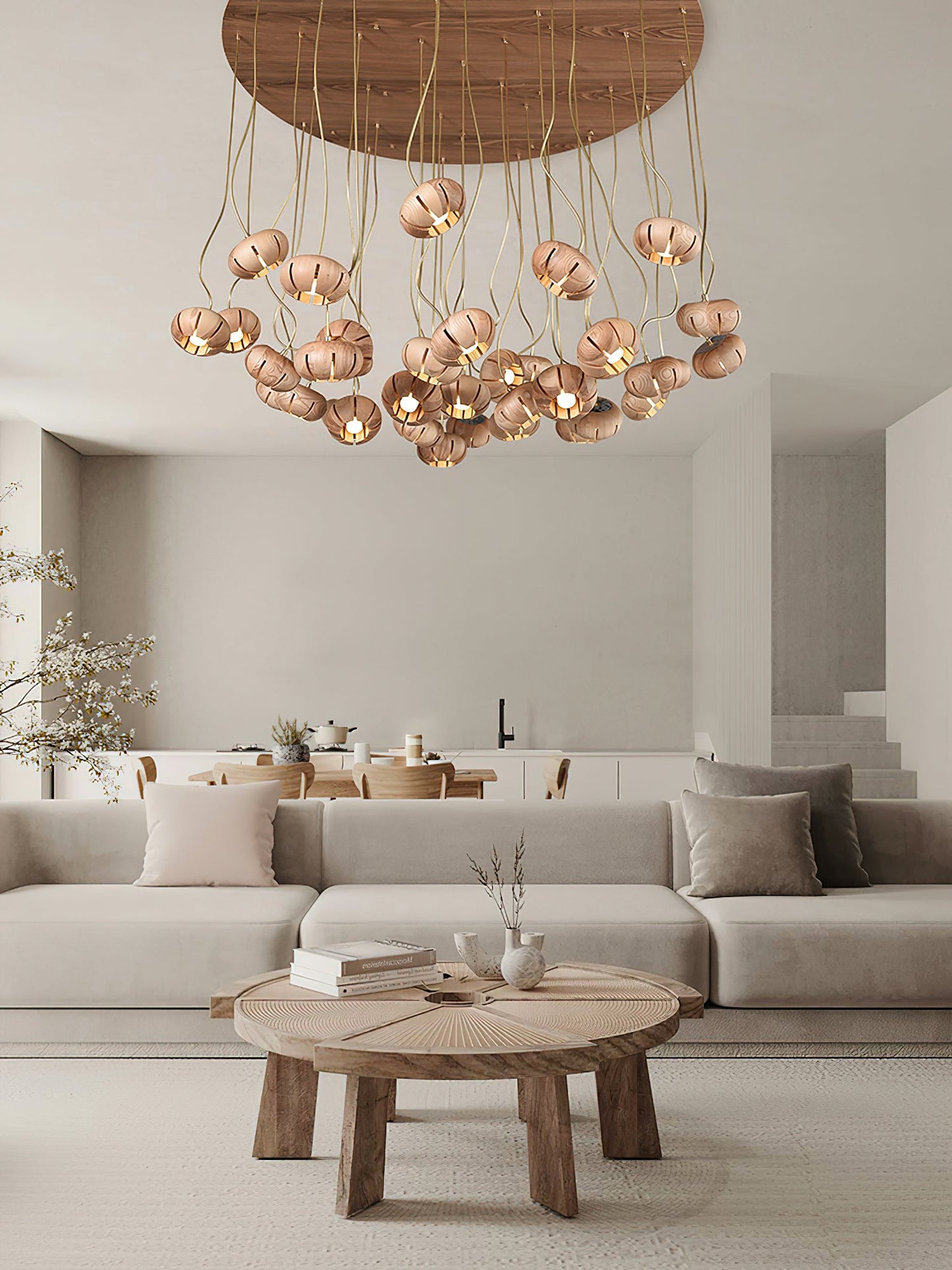 Wood Pumpkin Cluster Chandelier - YIOSI