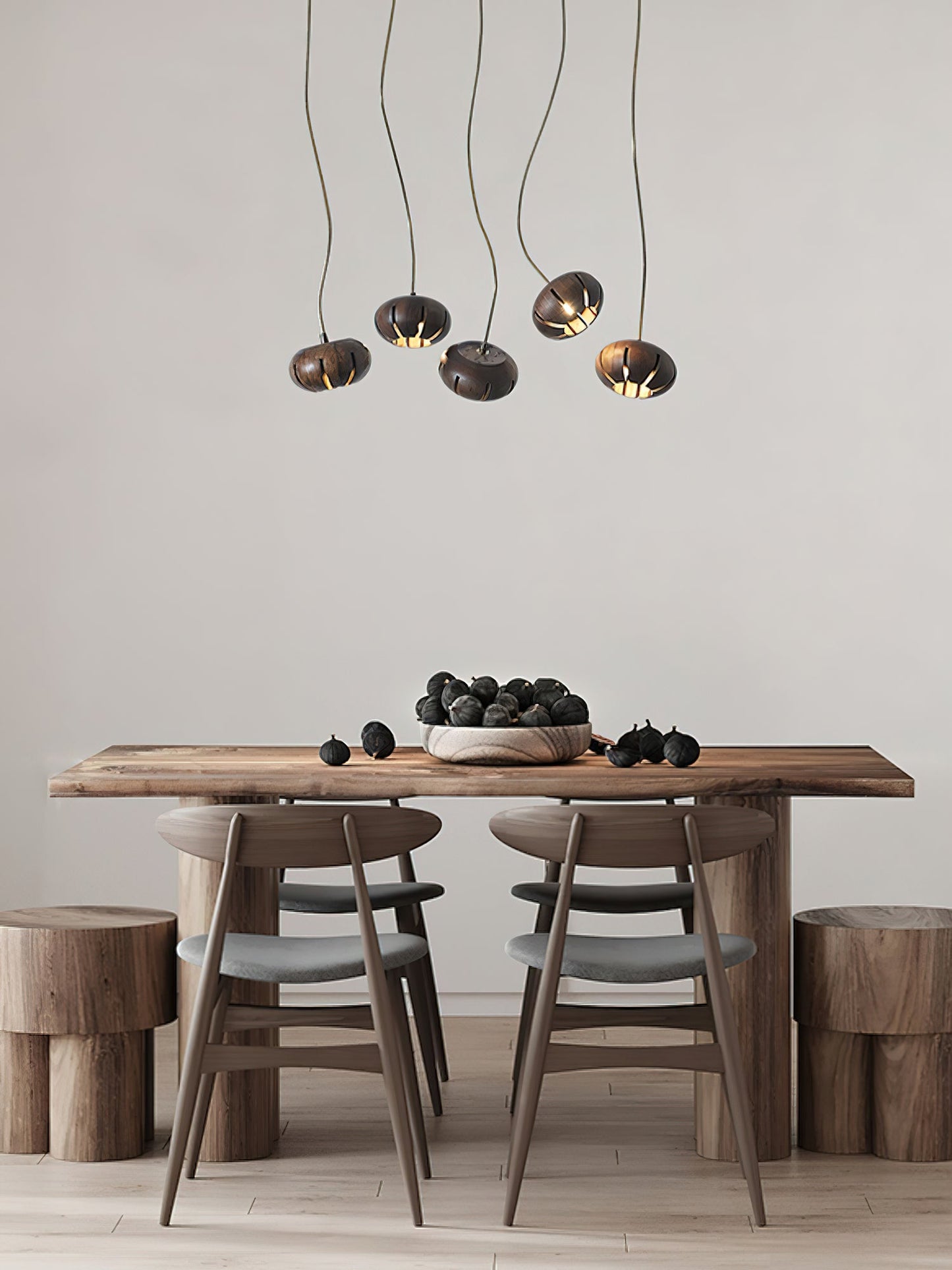 Wood Pumpkin Cluster Chandelier - YIOSI