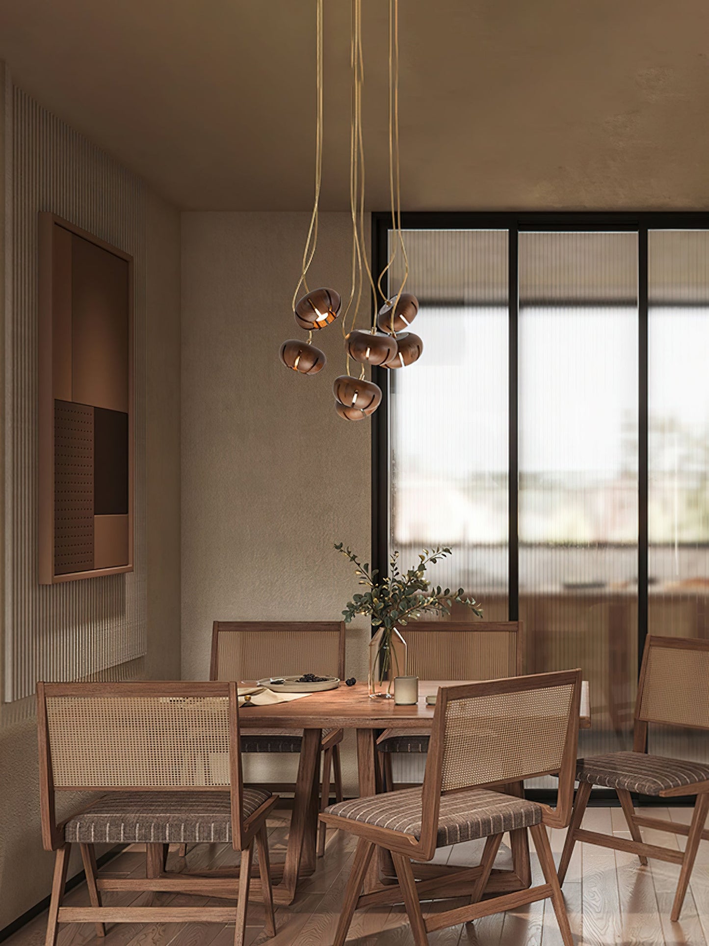 Wood Pumpkin Cluster Chandelier - YIOSI