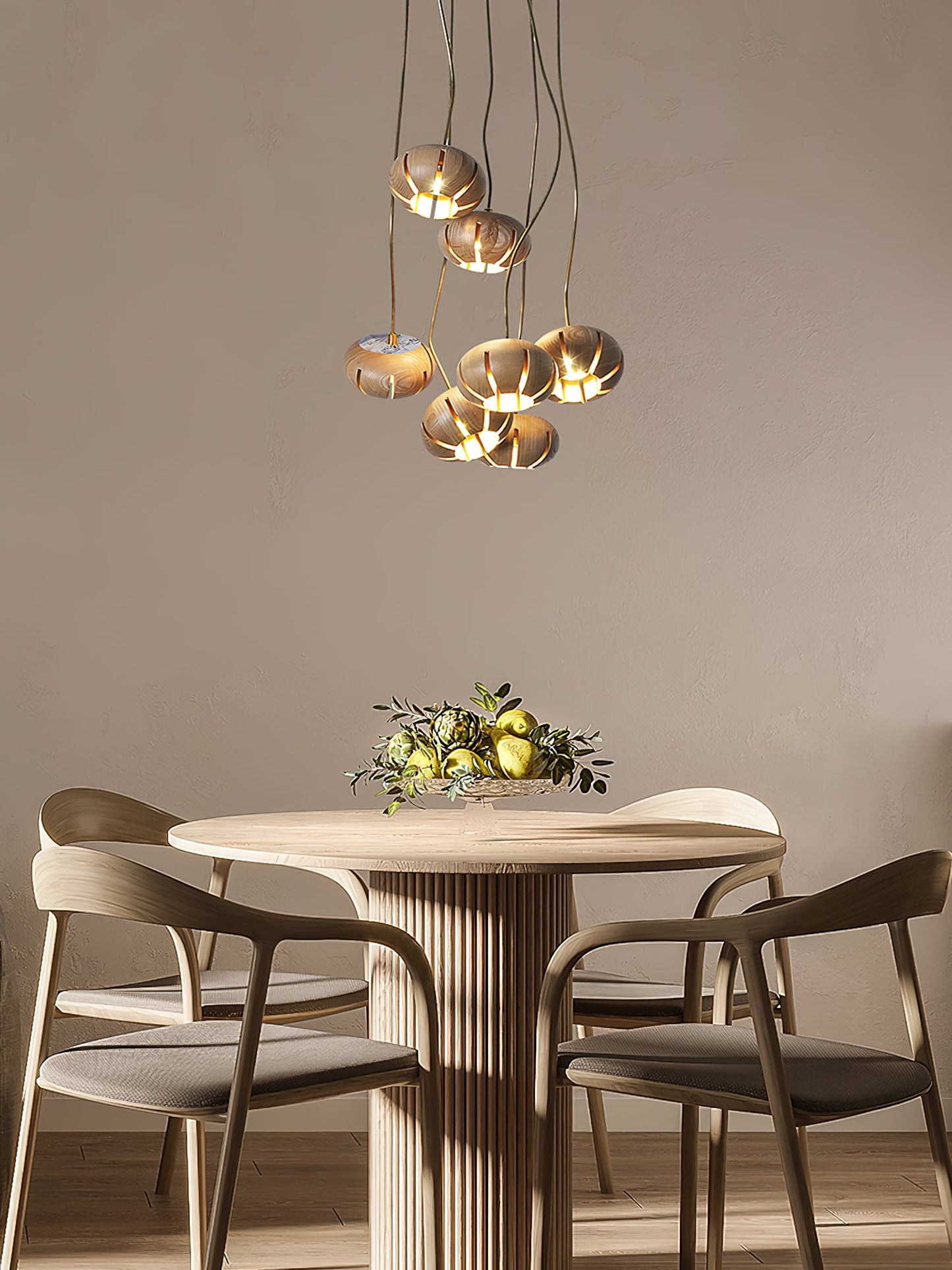 Wood Pumpkin Cluster Chandelier - YIOSI