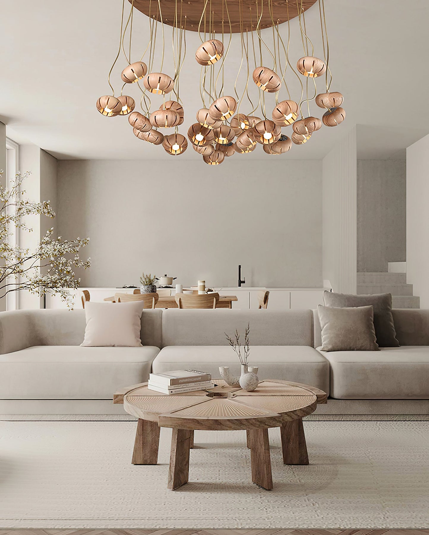 Wood Pumpkin Cluster Chandelier - YIOSI