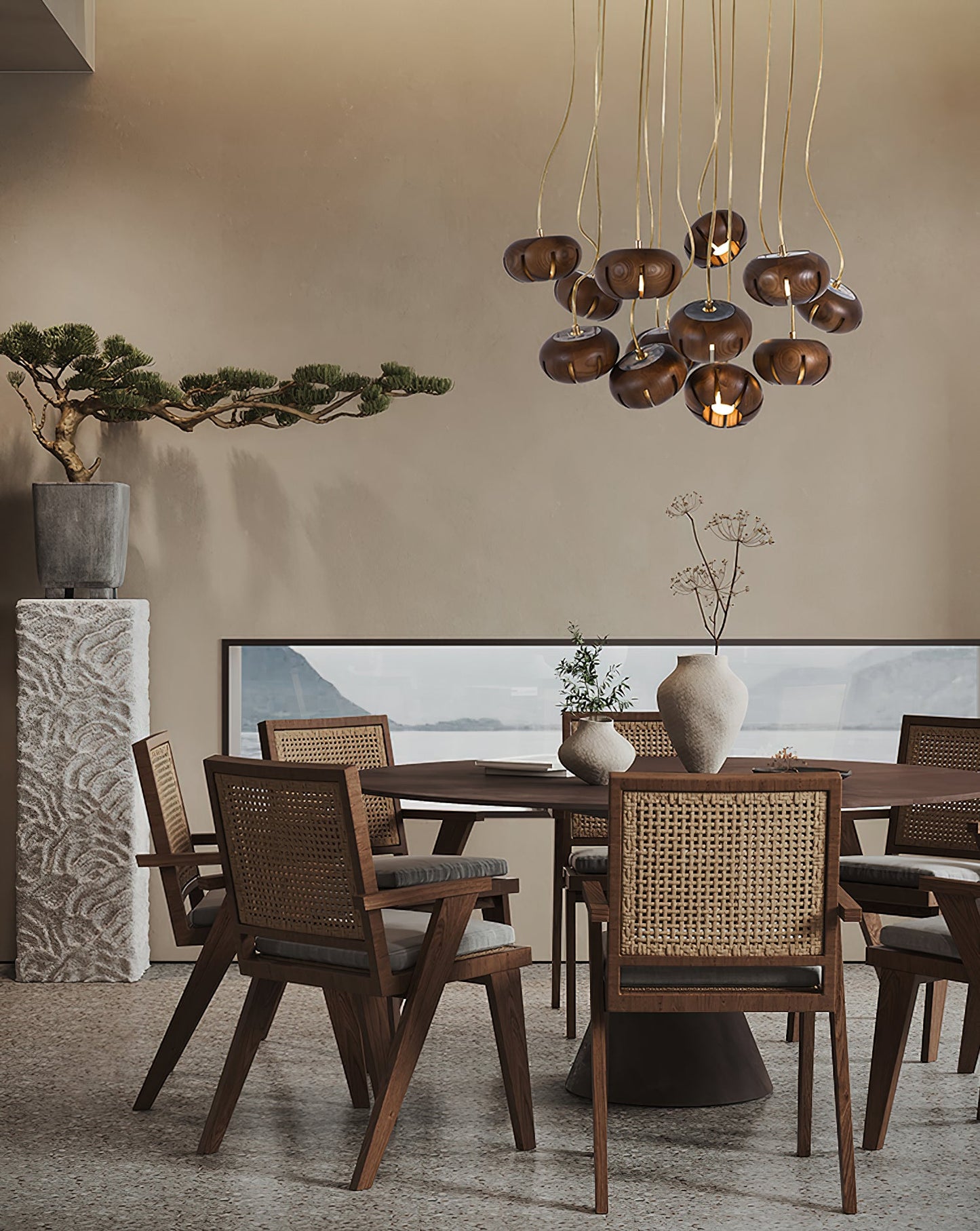 Wood Pumpkin Cluster Chandelier - YIOSI